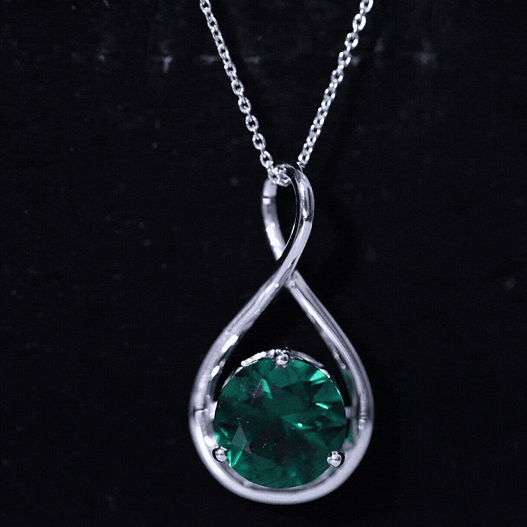 Solitaire 3.5 Carat Lab Grown Emerald Infinity Necklace AAAA - Rosec Jewels