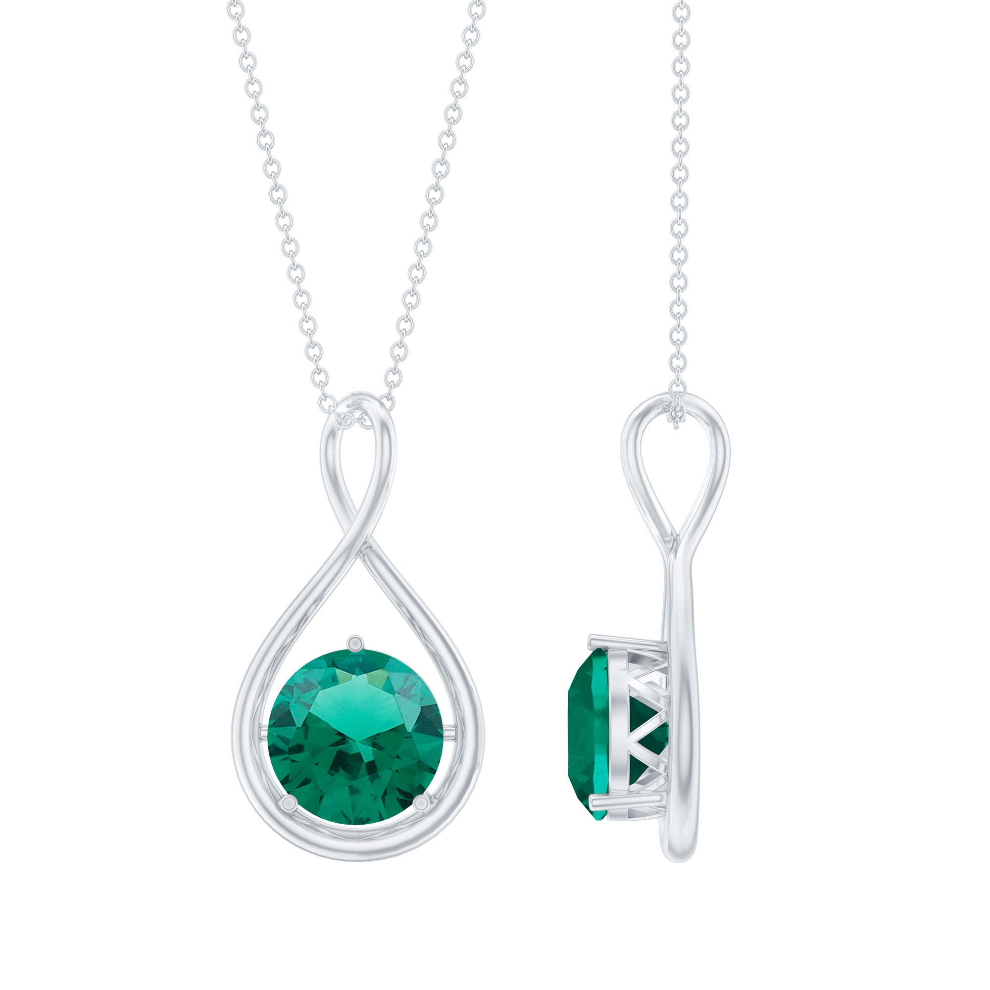 3.5 CT Solitaire Infinity Necklace with Created Emerald