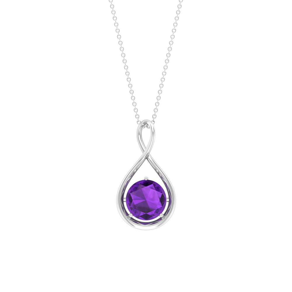 1 CT Real Amethyst Infinity Pendant Necklace