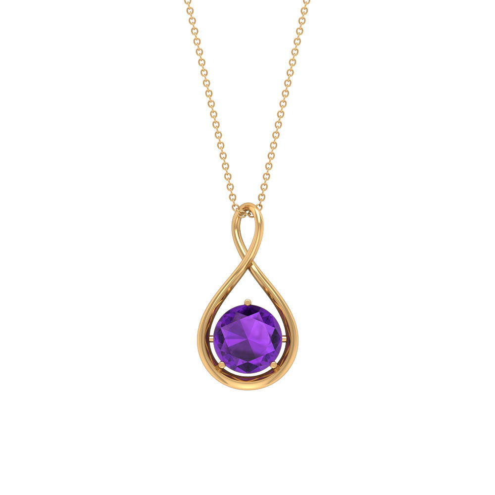 1 CT Real Amethyst Infinity Pendant Necklace AAA - Rosec Jewels