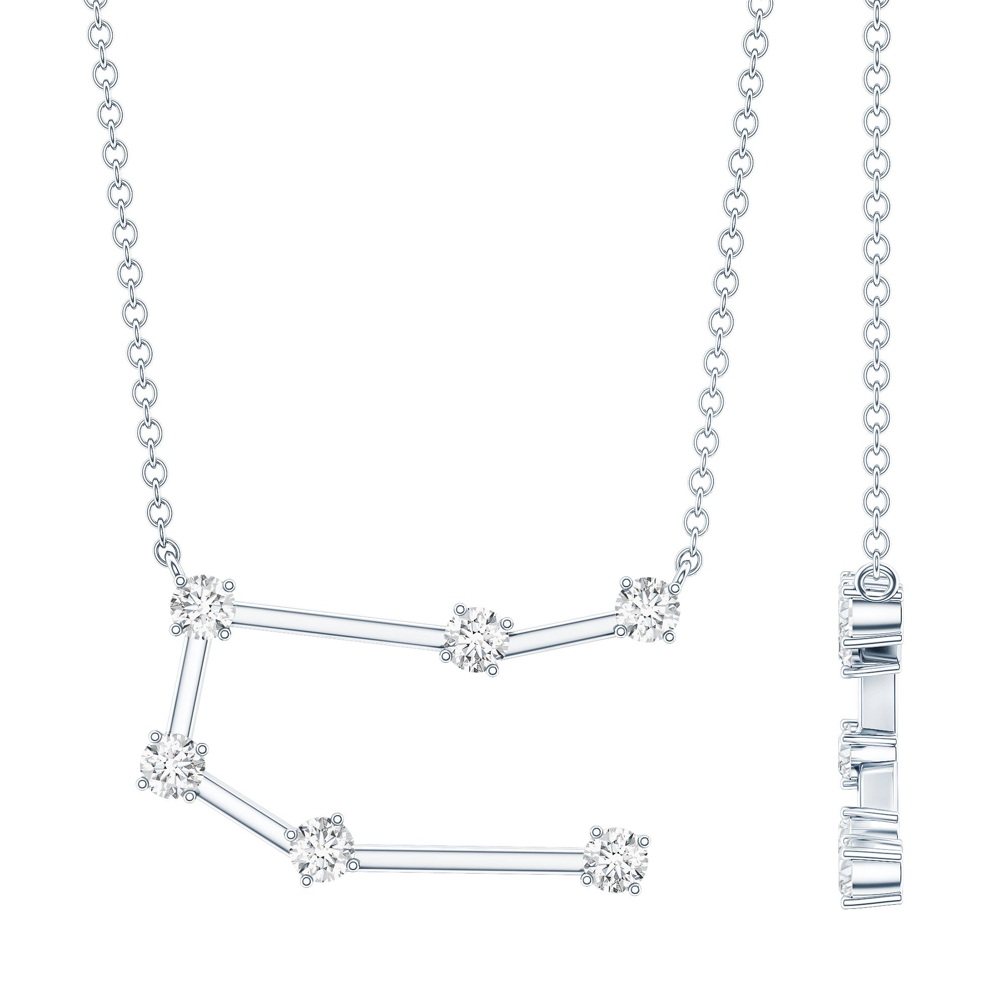 Certified Moissanite Gemini Constellation Necklace D-VS1 - Rosec Jewels