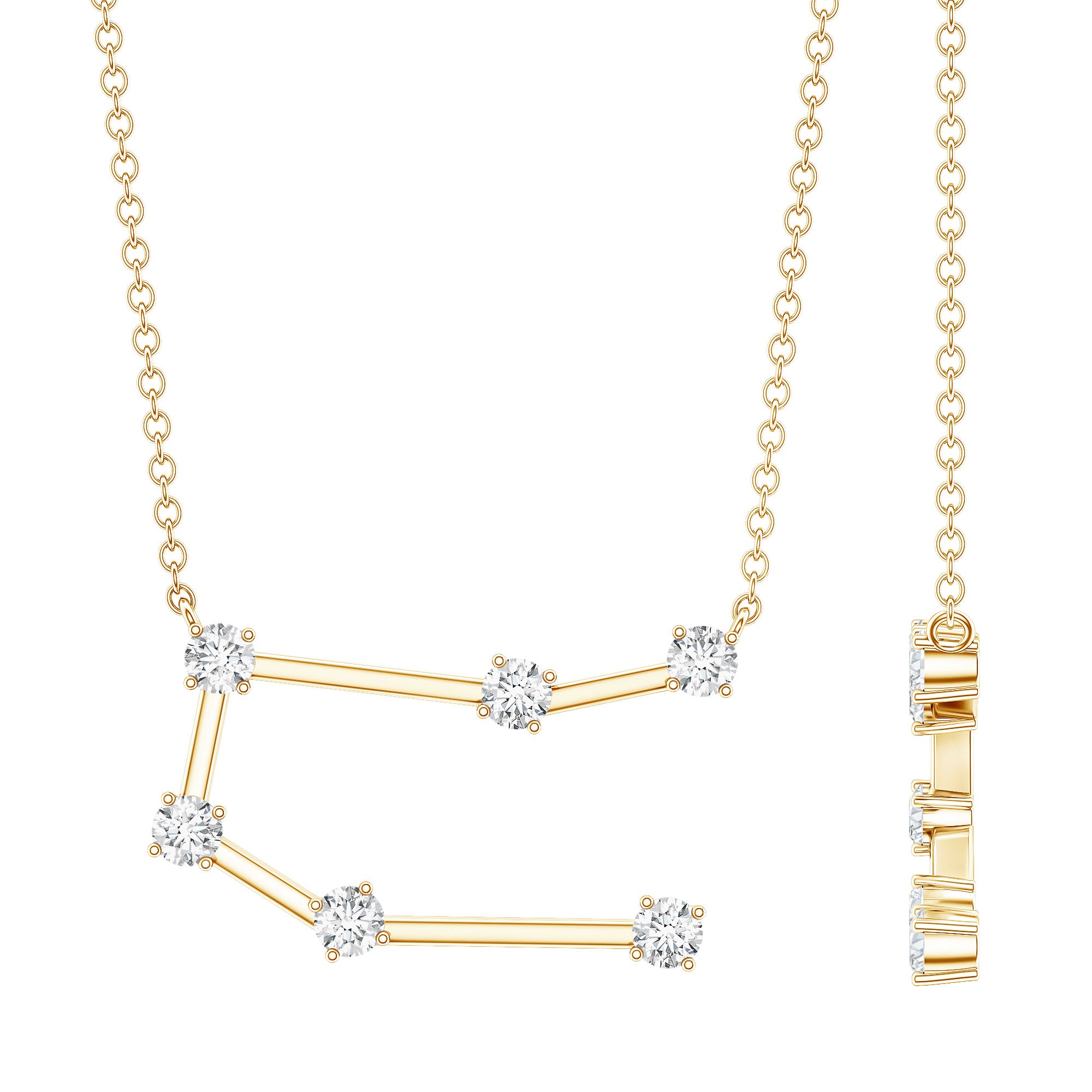 Certified Moissanite Gemini Constellation Necklace D-VS1 - Rosec Jewels