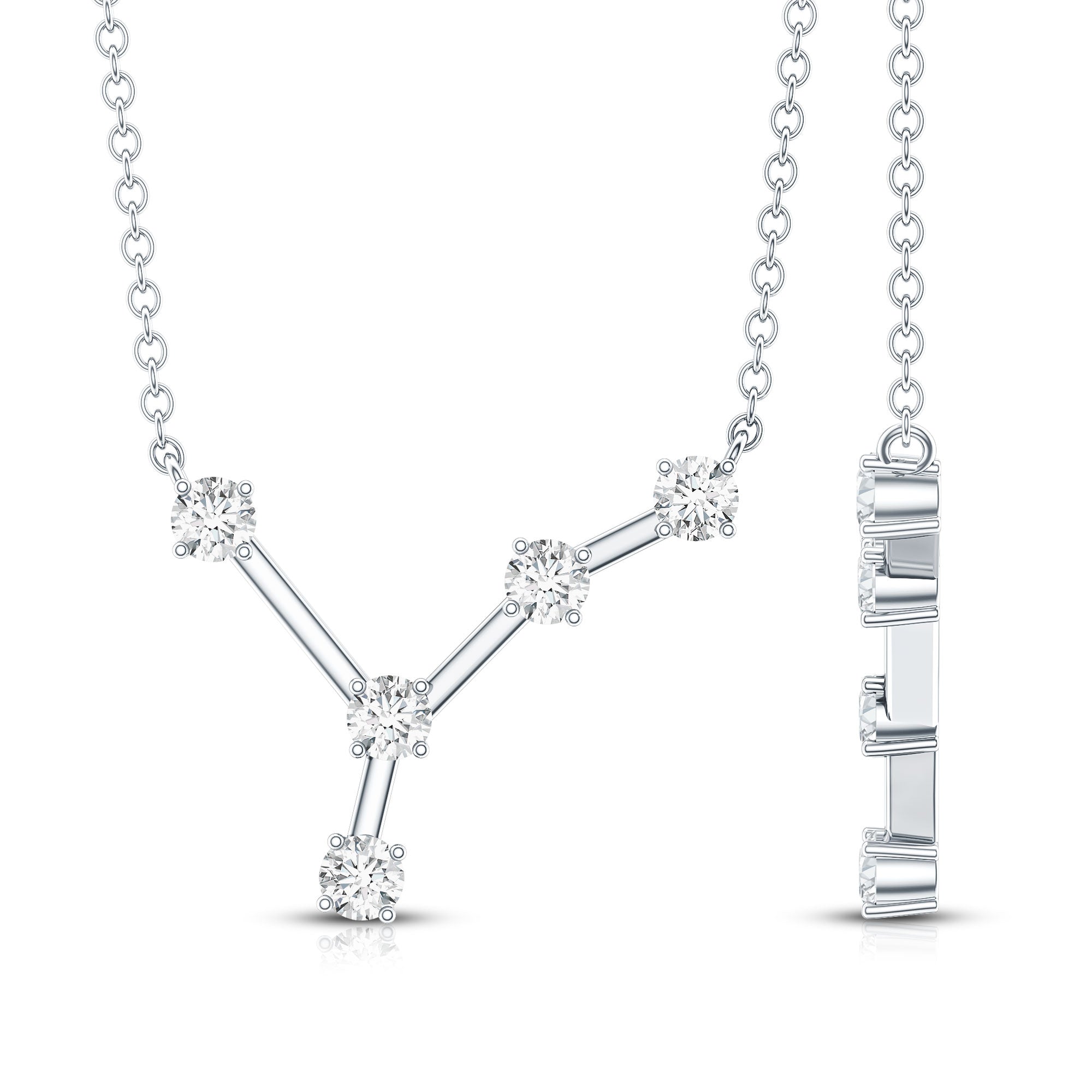 Natural Diamond Zodiac Cancer Constellation Necklace for Women Natural - ( HI-SI ) - Rosec Jewels