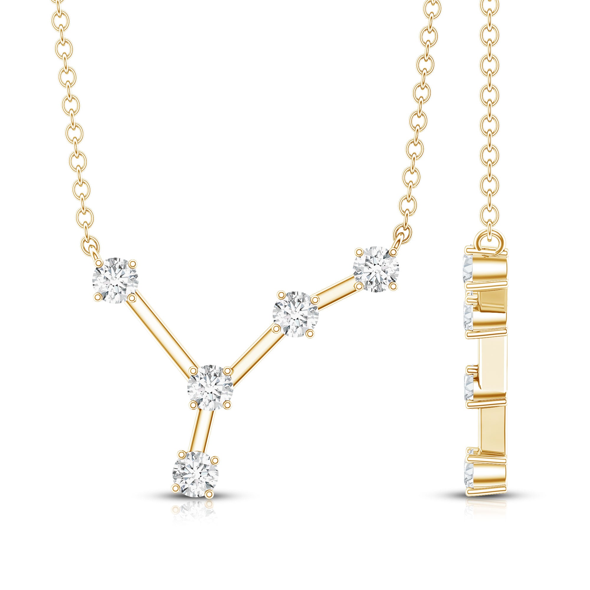 Natural Diamond Zodiac Cancer Constellation Necklace for Women Natural - ( HI-SI ) - Rosec Jewels