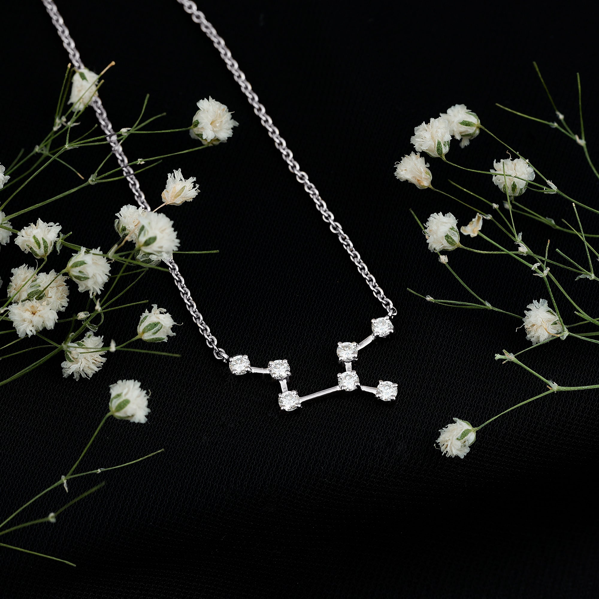 Moissanite Virgo Zodiac Constellation Necklace D-VS1 - Rosec Jewels