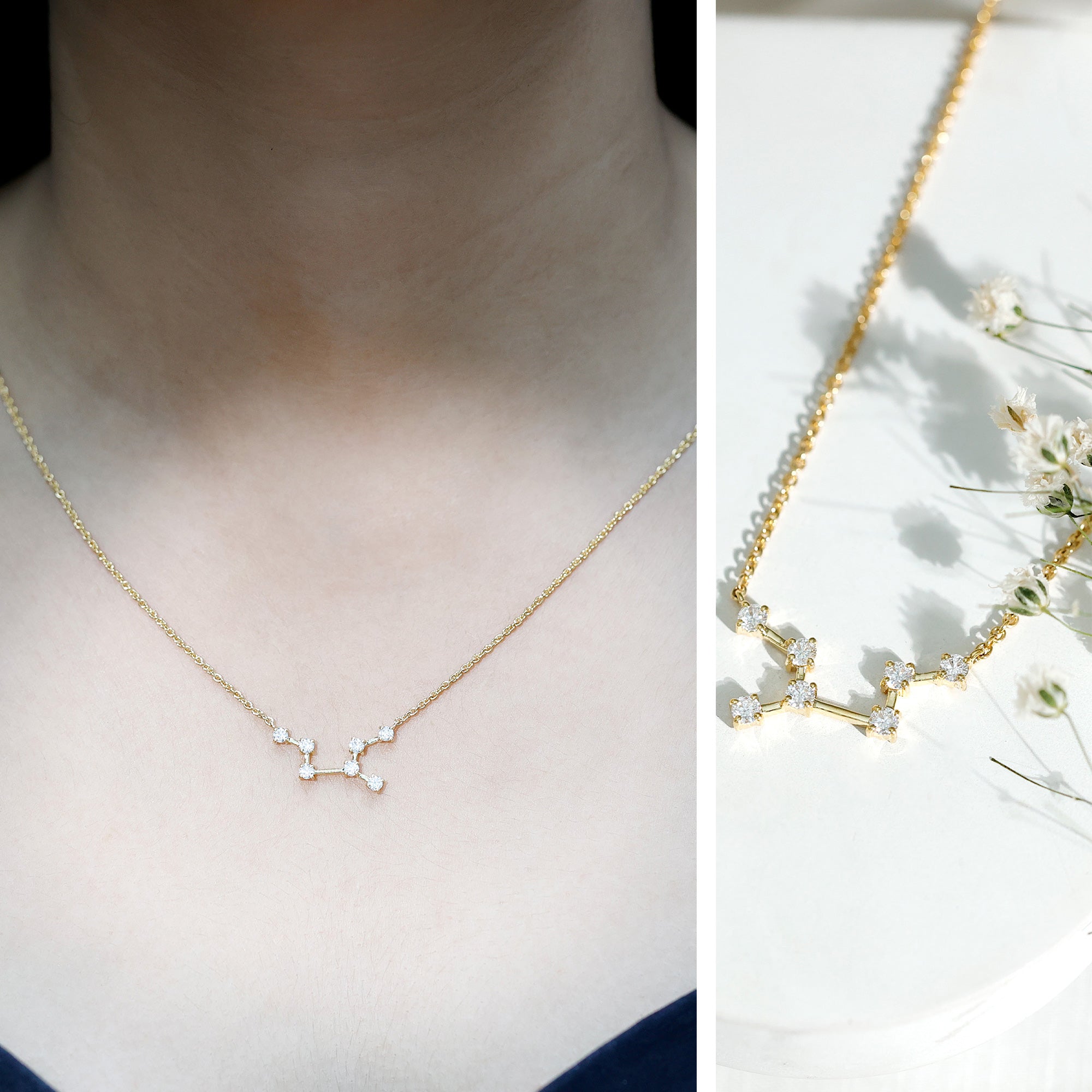 Moissanite Virgo Zodiac Constellation Necklace D-VS1 - Rosec Jewels