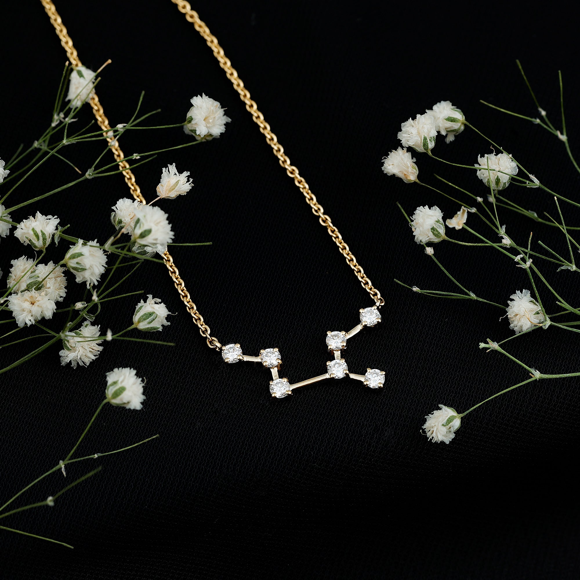 Moissanite Virgo Zodiac Constellation Necklace D-VS1 - Rosec Jewels