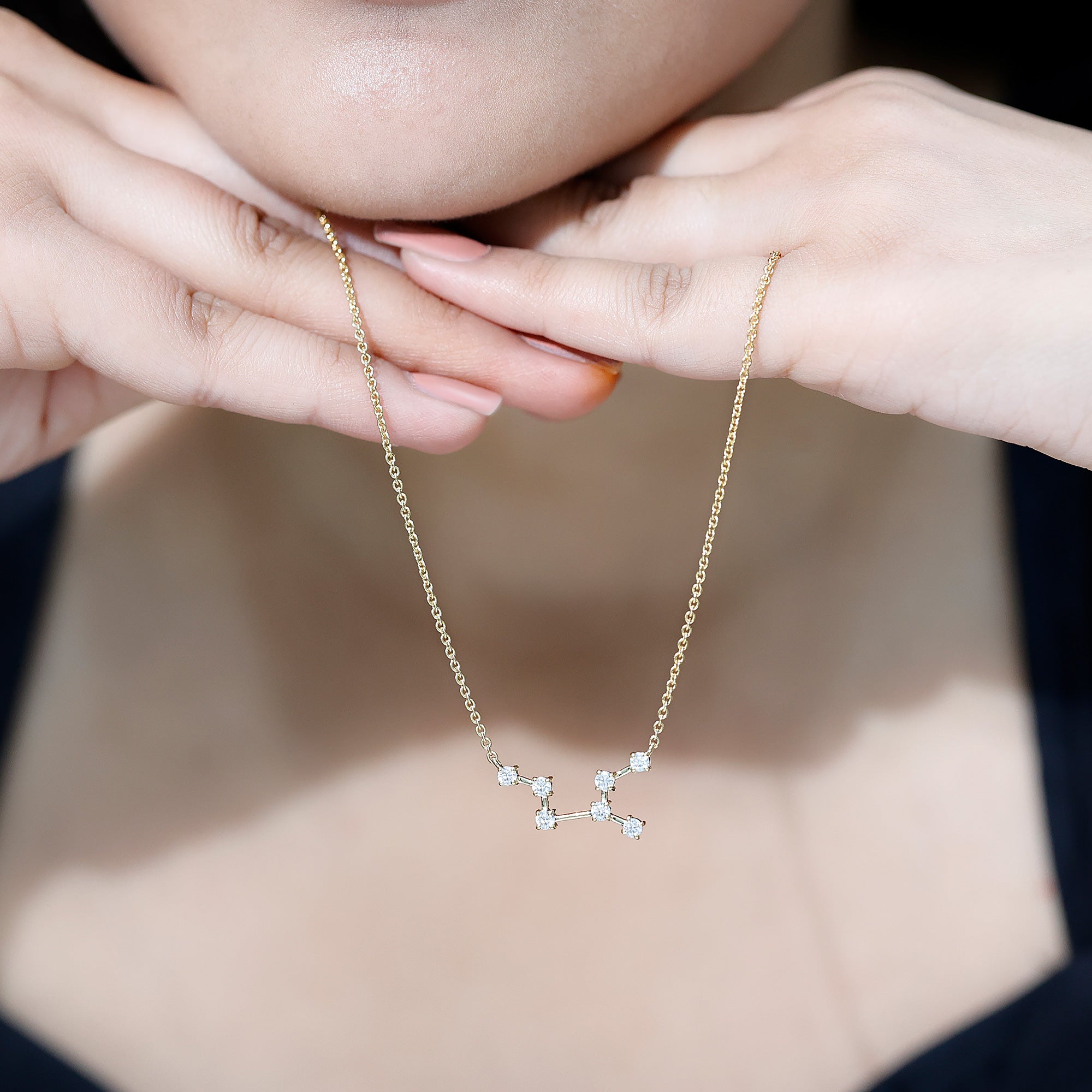 Moissanite Virgo Zodiac Constellation Necklace D-VS1 - Rosec Jewels