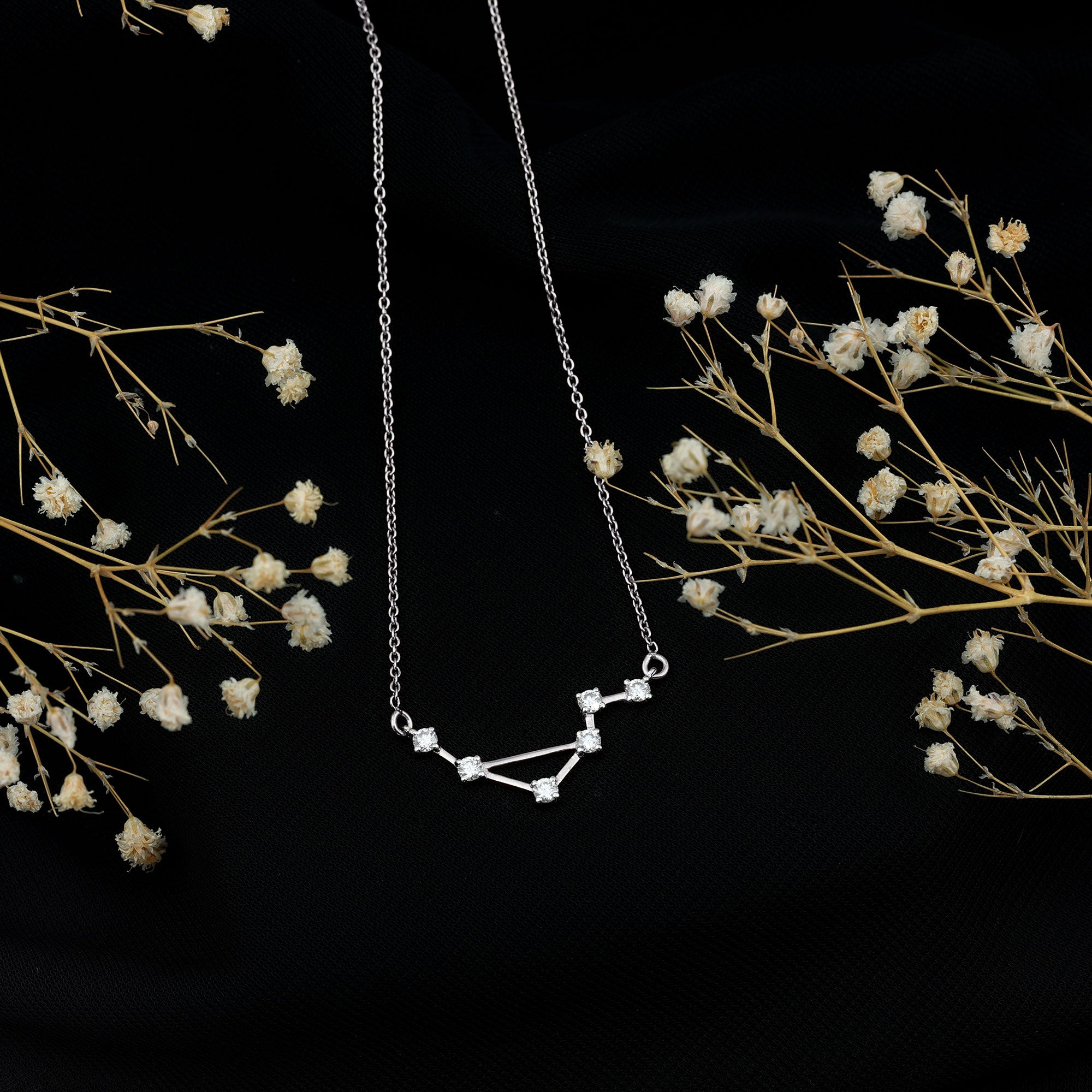 Certified Moissanite Libra Constellation Necklace D-VS1 - Rosec Jewels