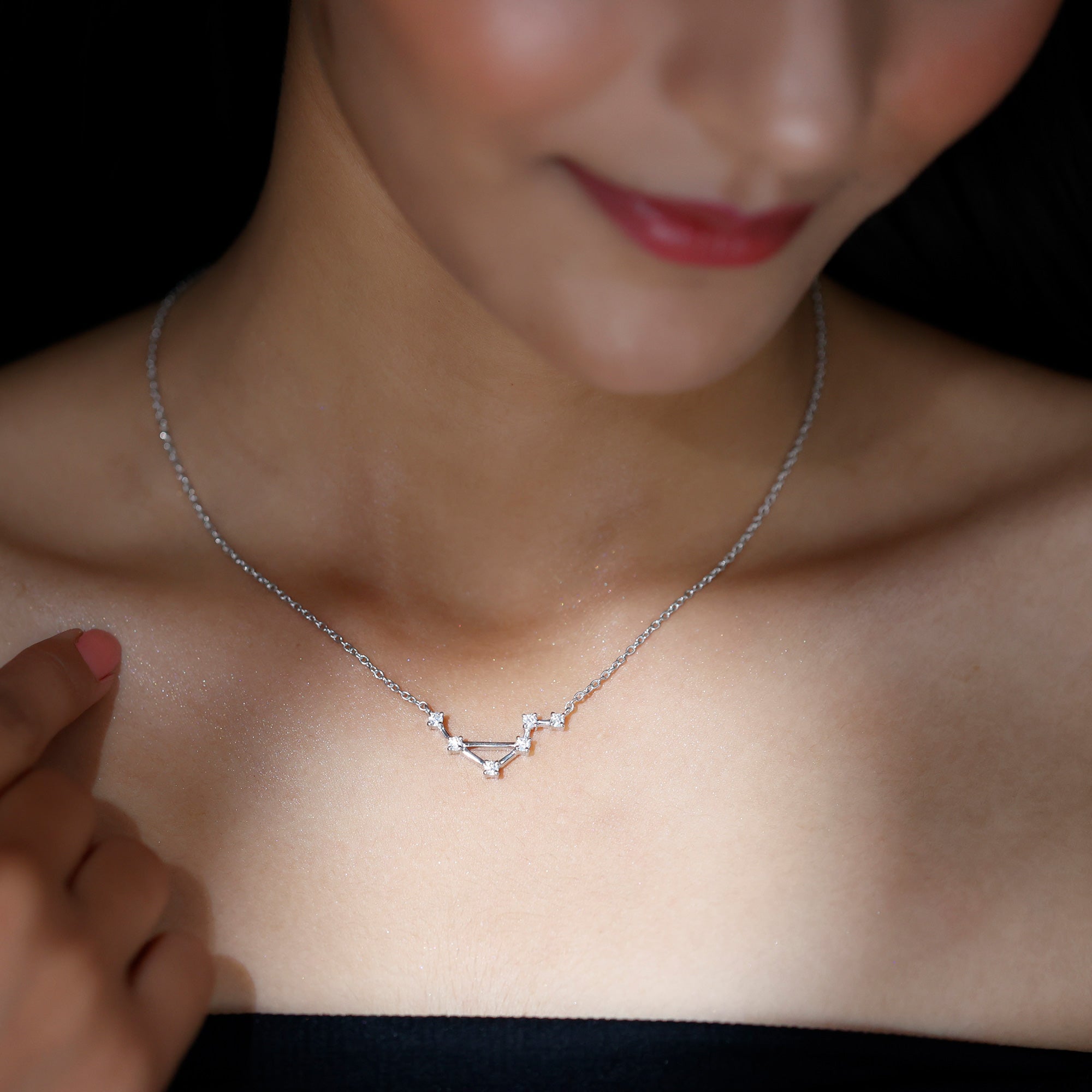 Certified Moissanite Libra Constellation Necklace D-VS1 - Rosec Jewels