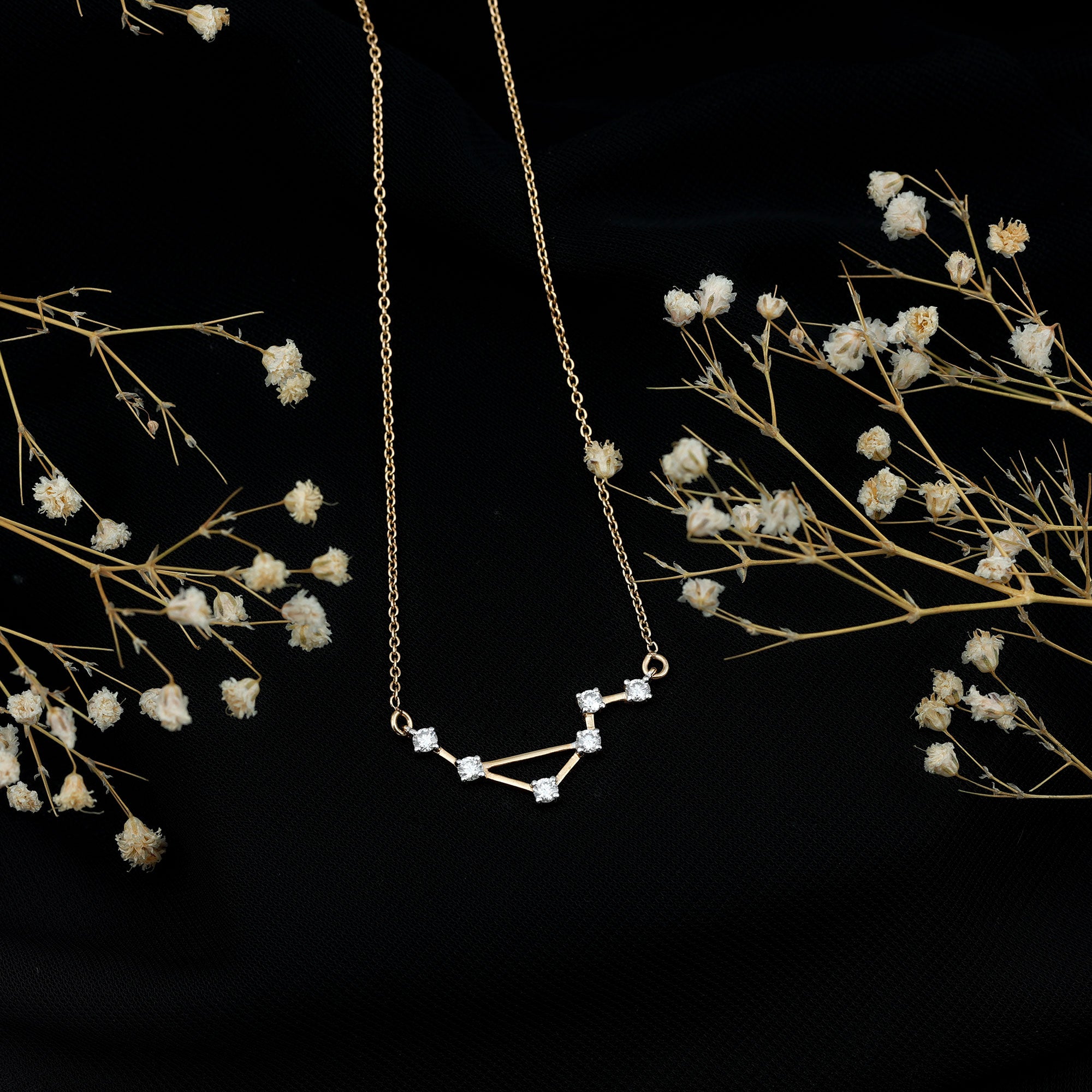 Certified Moissanite Libra Constellation Necklace D-VS1 - Rosec Jewels