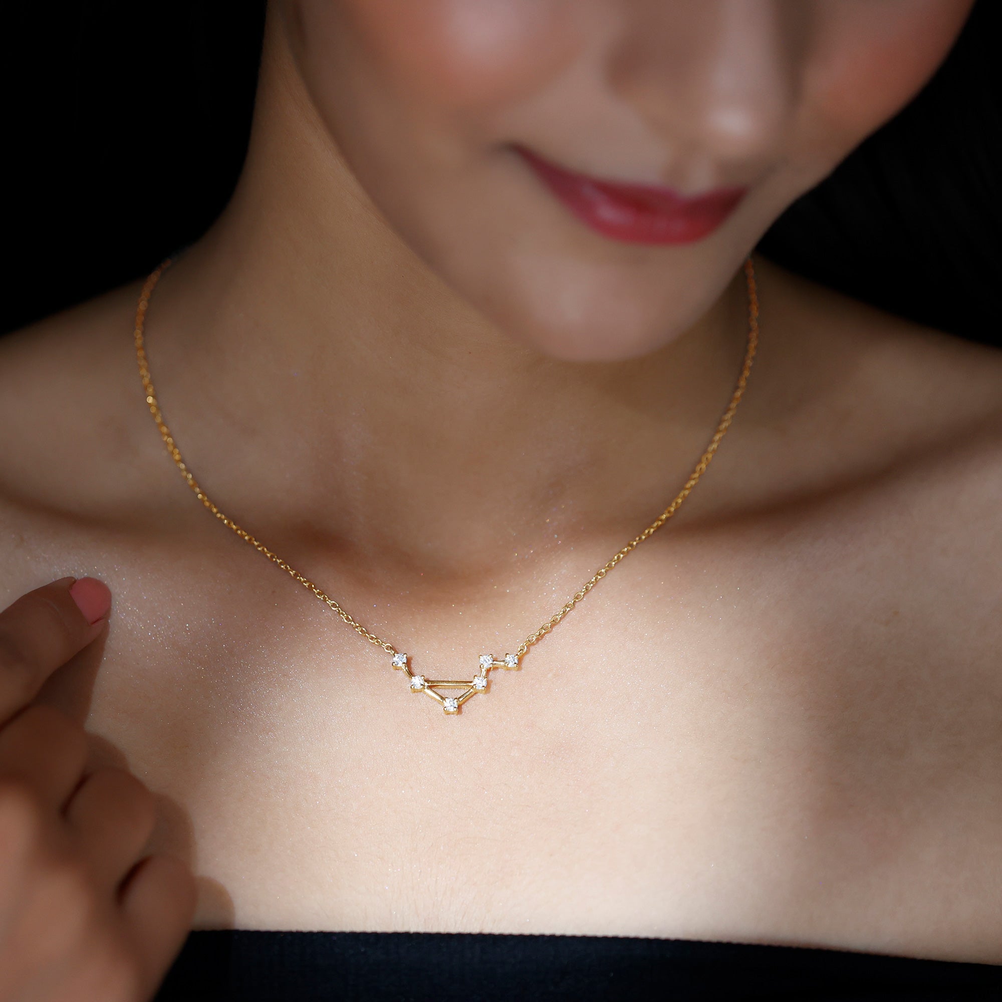 Certified Moissanite Libra Constellation Necklace D-VS1 - Rosec Jewels
