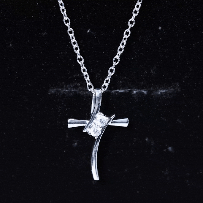 Certified Moissanite Cross Pendant Necklace in sterling Silver D-VS1 92.5 Sterling Silver - Rosec Jewels
