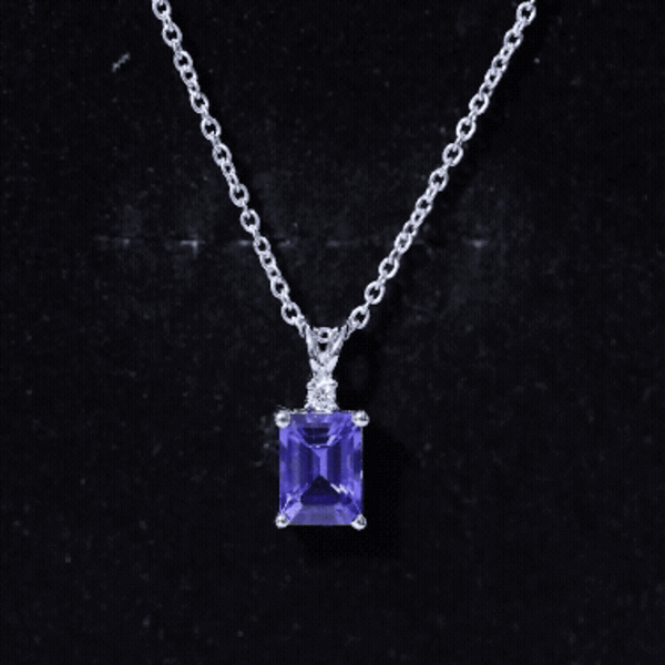 Natural 2 Carat Tanzanite Emerald Cut Necklace with Silver Chain AAA 92.5 Sterling Silver - Rosec Jewels