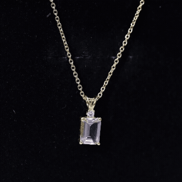 Certified 1.8 Carat Emerald Cut Morganite Solitaire Necklace with Silver Chain AAA 14K Yellow Gold Plated Silver - Rosec Jewels