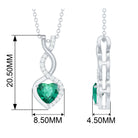 Lab Created Emerald and Diamond Infinity Heart Pendant Lab Created Emerald - ( AAAA ) - Quality - Rosec Jewels