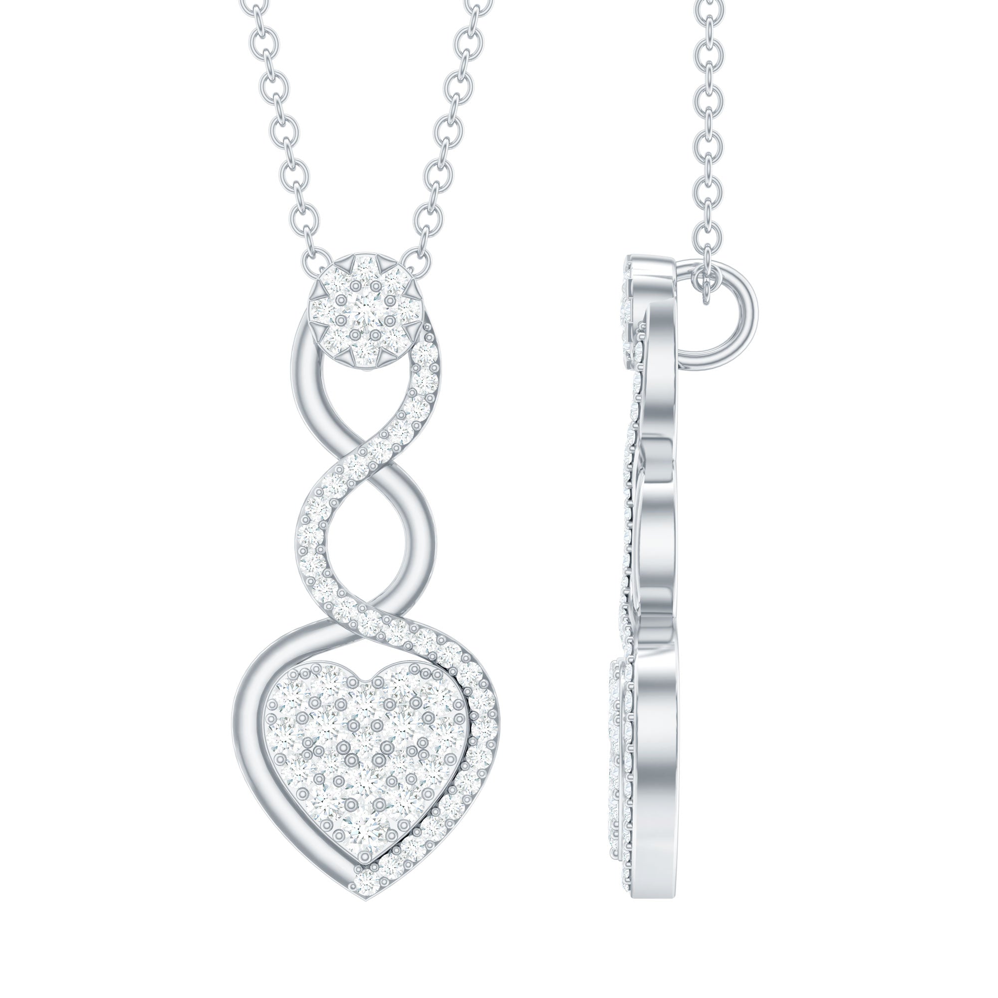 Natural Diamond Infinity Heart Pendant Necklace