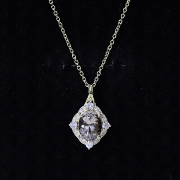 Vintage Inspired 2.5 Carat Morganite Bridal Necklace with Diamond Halo AAA 14K Yellow Gold Plated Silver - Rosec Jewels