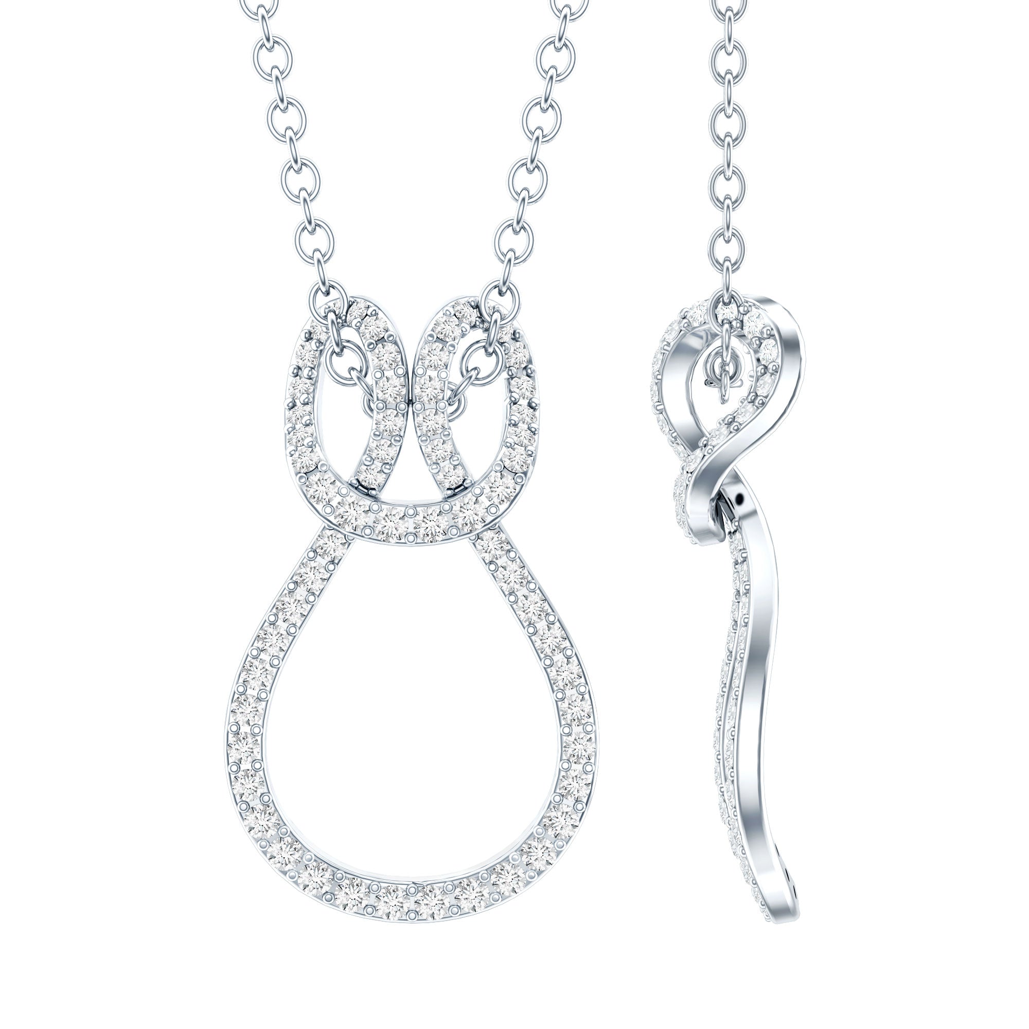Certified Lab Grown Diamond Infinity Love Knot Necklace For Her Lab - ( EF-VS ) - Rosec Jewels