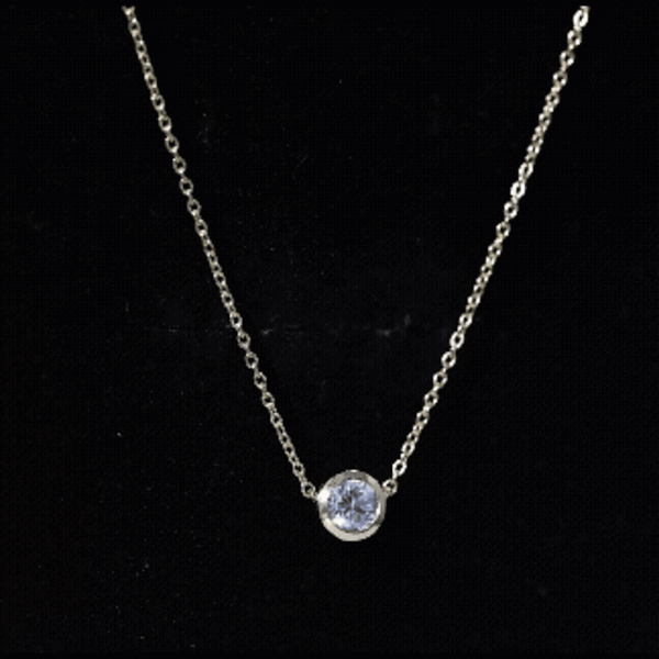 Bezel Set Lab 5 MM Round Diamond Solitaire Necklace Lab - ( EF-VS ) - Rosec Jewels