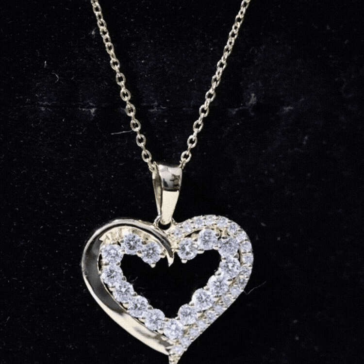 Certified Lab Grown Diamond Designer Heart Necklace For Women Lab - ( EF-VS ) - Rosec Jewels