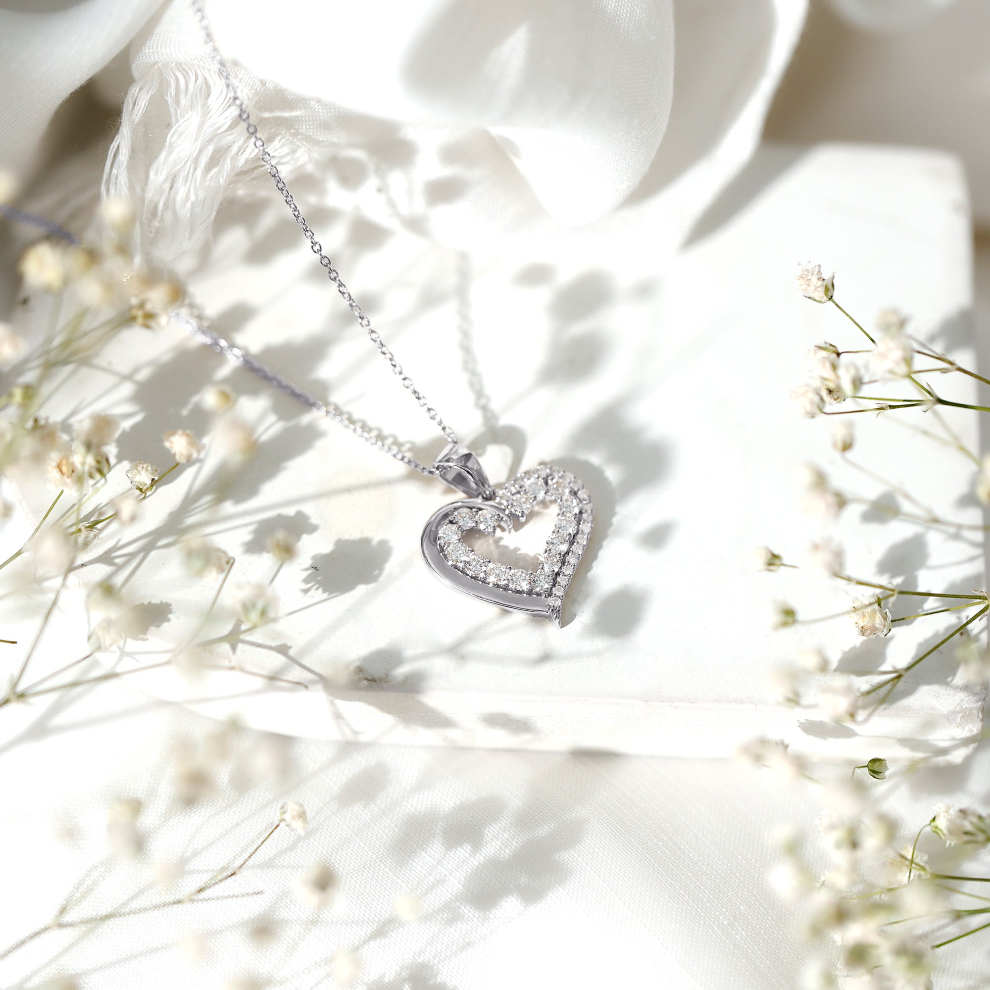 Certified Lab Grown Diamond Designer Heart Necklace For Women Lab - ( EF-VS ) - Rosec Jewels