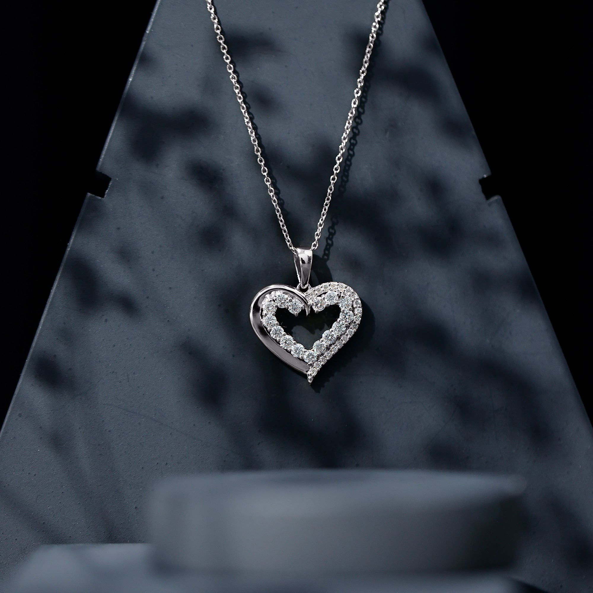 Certified Lab Grown Diamond Designer Heart Necklace For Women Lab - ( EF-VS ) - Rosec Jewels