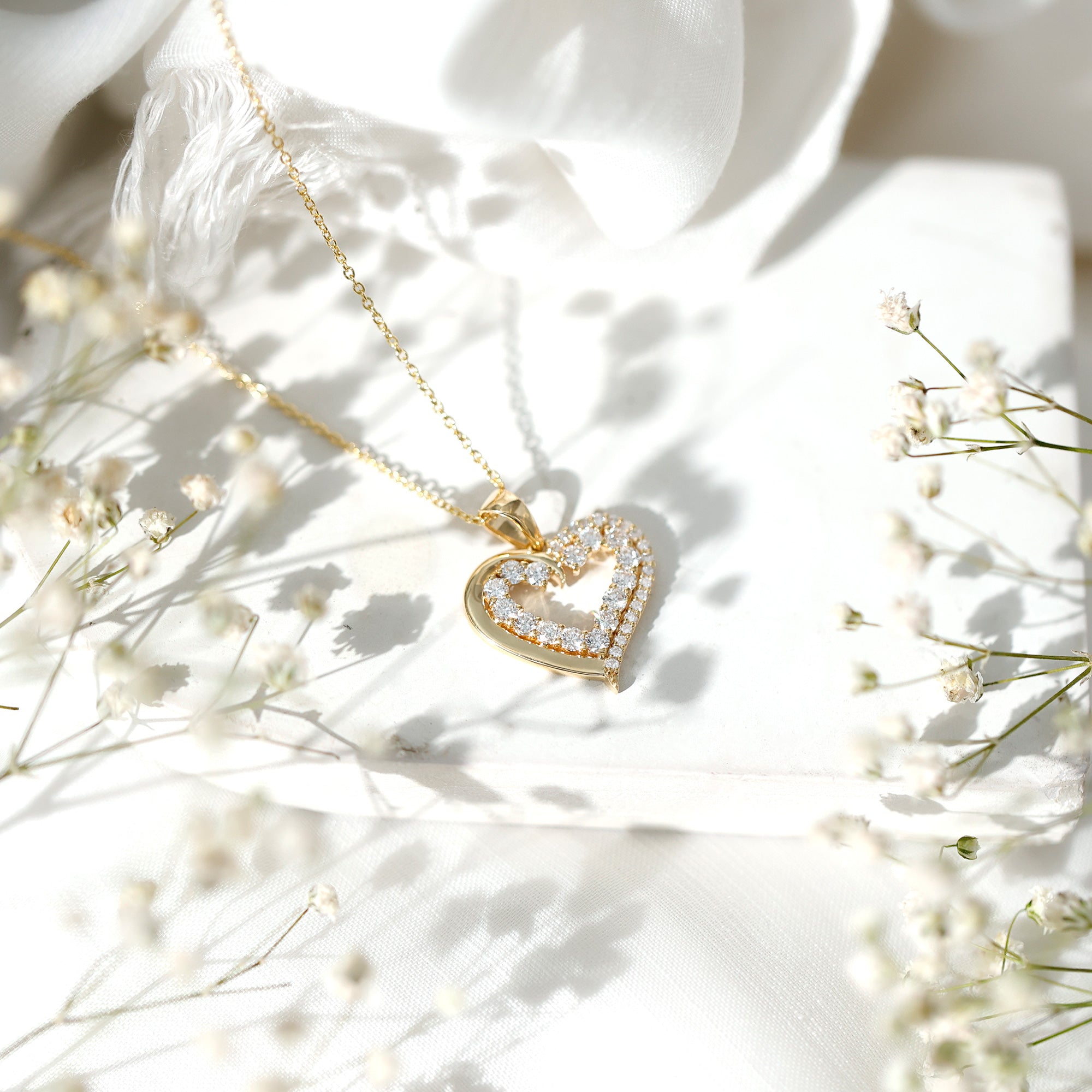 Certified Lab Grown Diamond Designer Heart Necklace For Women Lab - ( EF-VS ) - Rosec Jewels