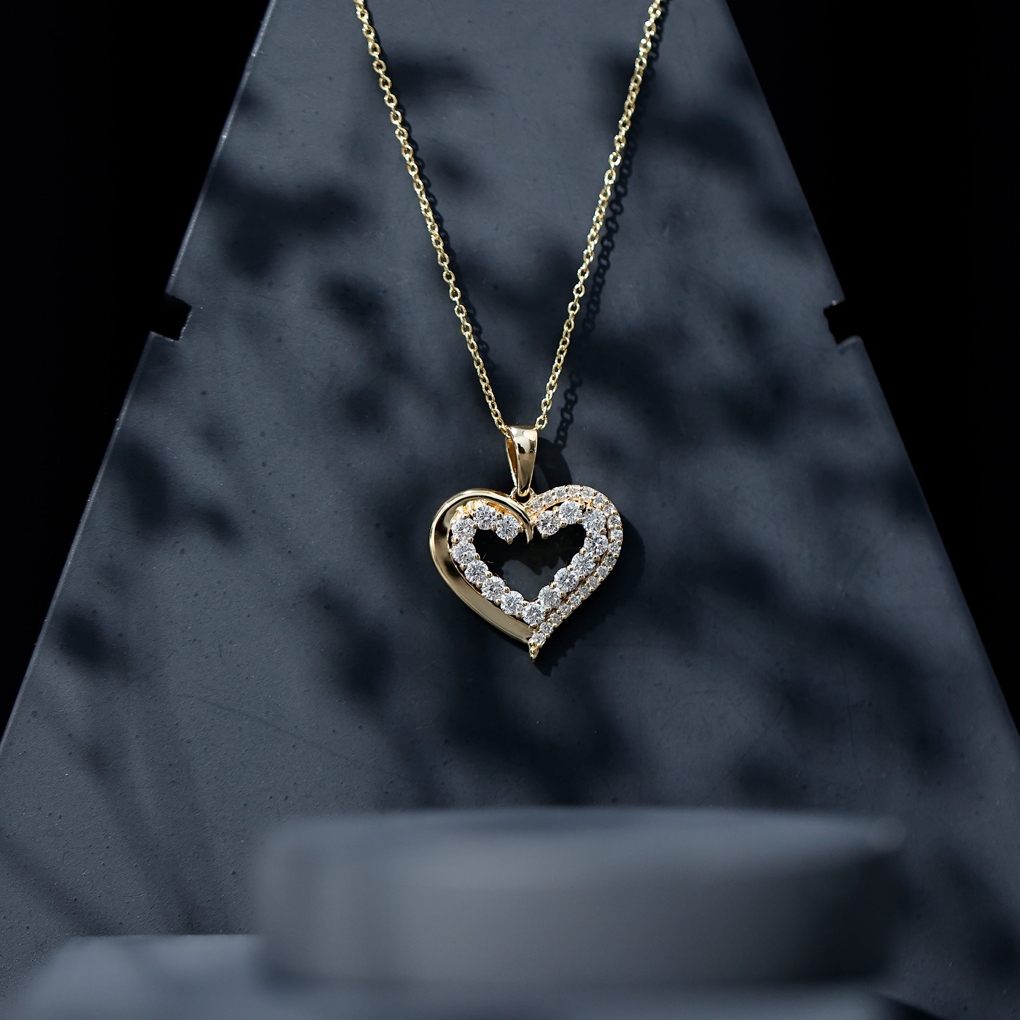 Certified Lab Grown Diamond Designer Heart Necklace For Women Lab - ( EF-VS ) - Rosec Jewels