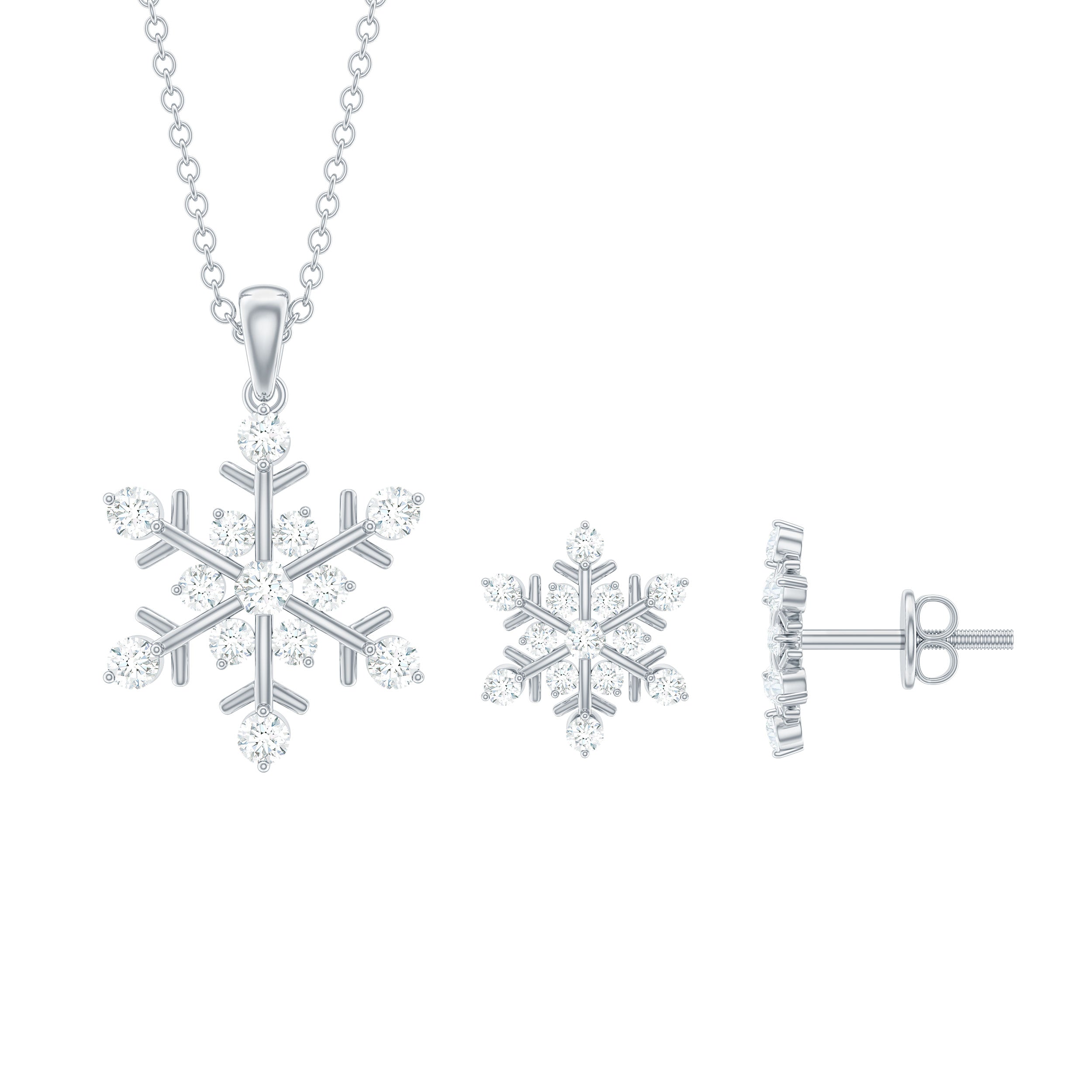 Certified Lab Grown Diamond Snowflake Jewelry Set