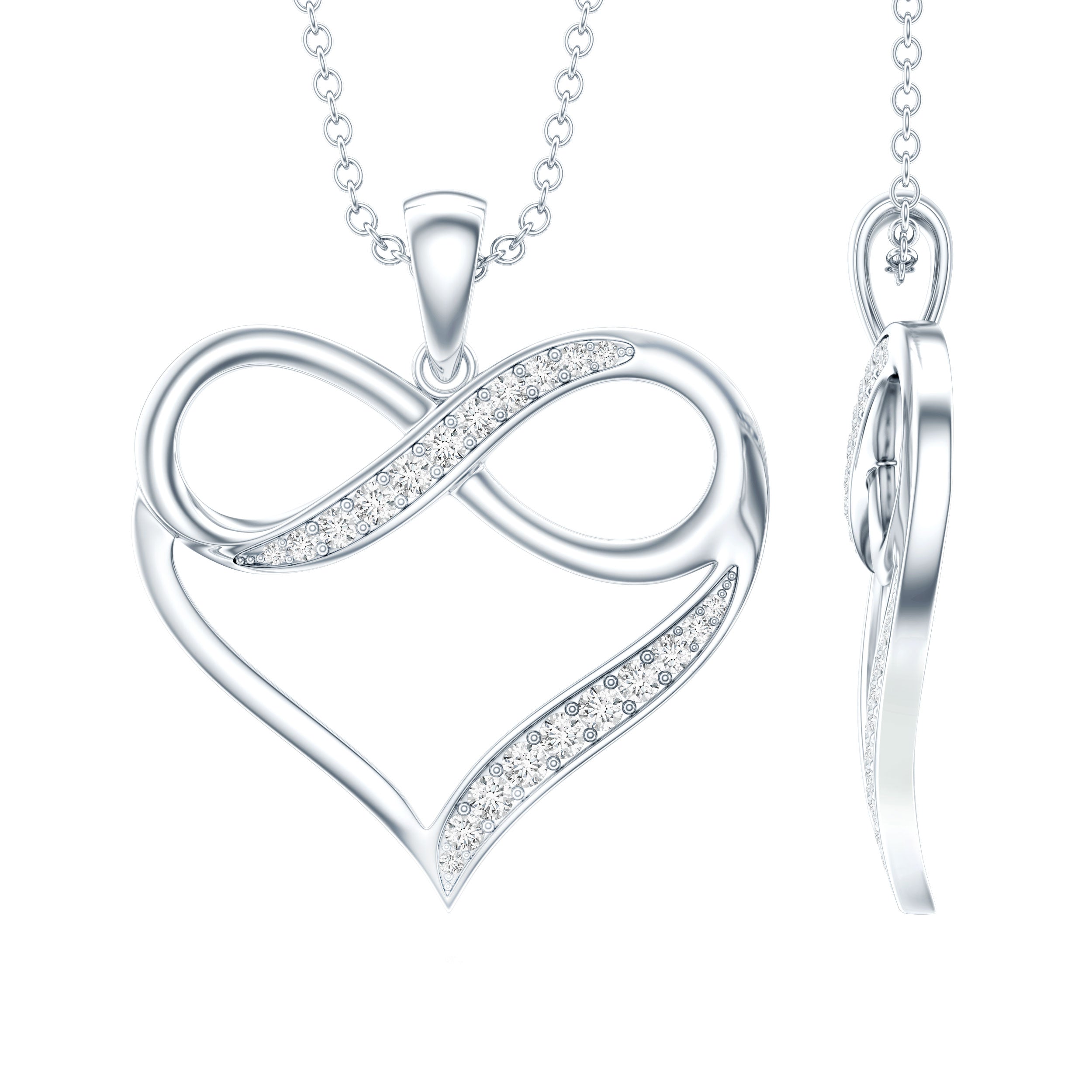 Certified Lab Grown Diamond Infinity Heart Necklace For Women Lab - ( EF-VS ) - Rosec Jewels
