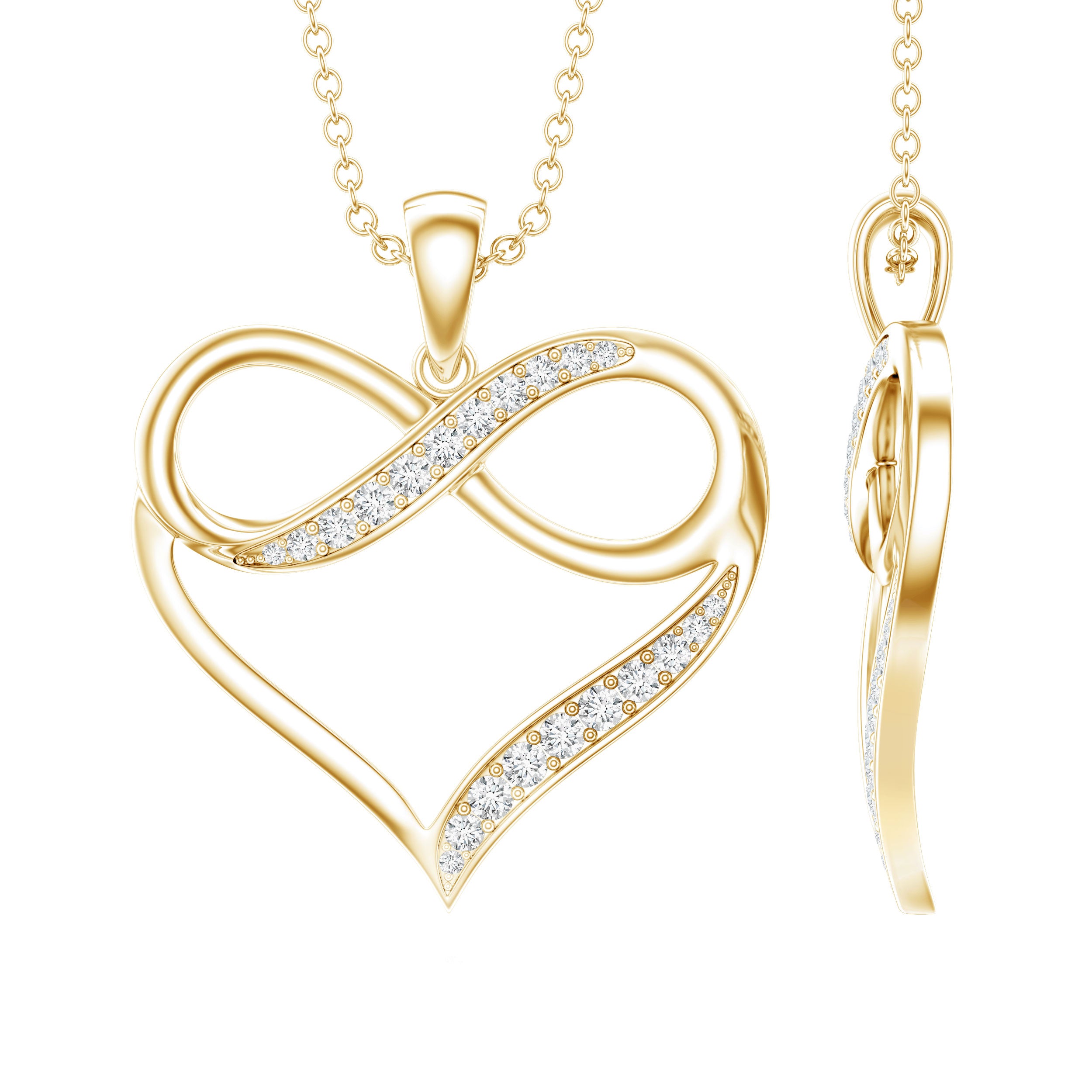 Certified Lab Grown Diamond Infinity Heart Necklace For Women Lab - ( EF-VS ) - Rosec Jewels