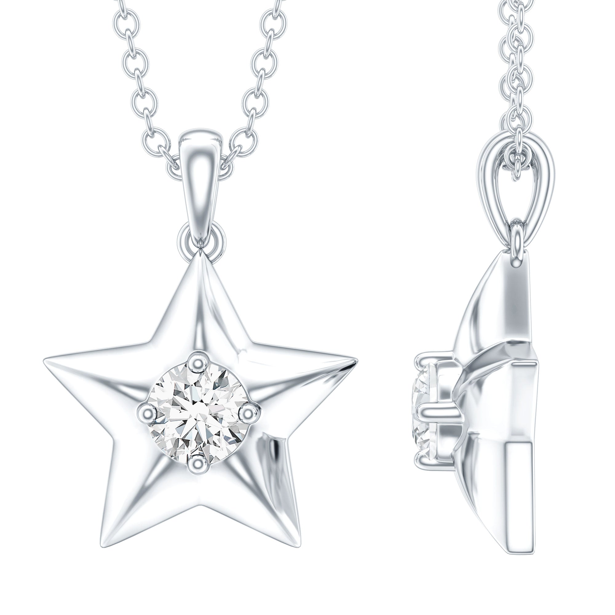 Certified Lab Grown Diamond Star Pendant Necklace For Her Lab - ( EF-VS ) - Rosec Jewels