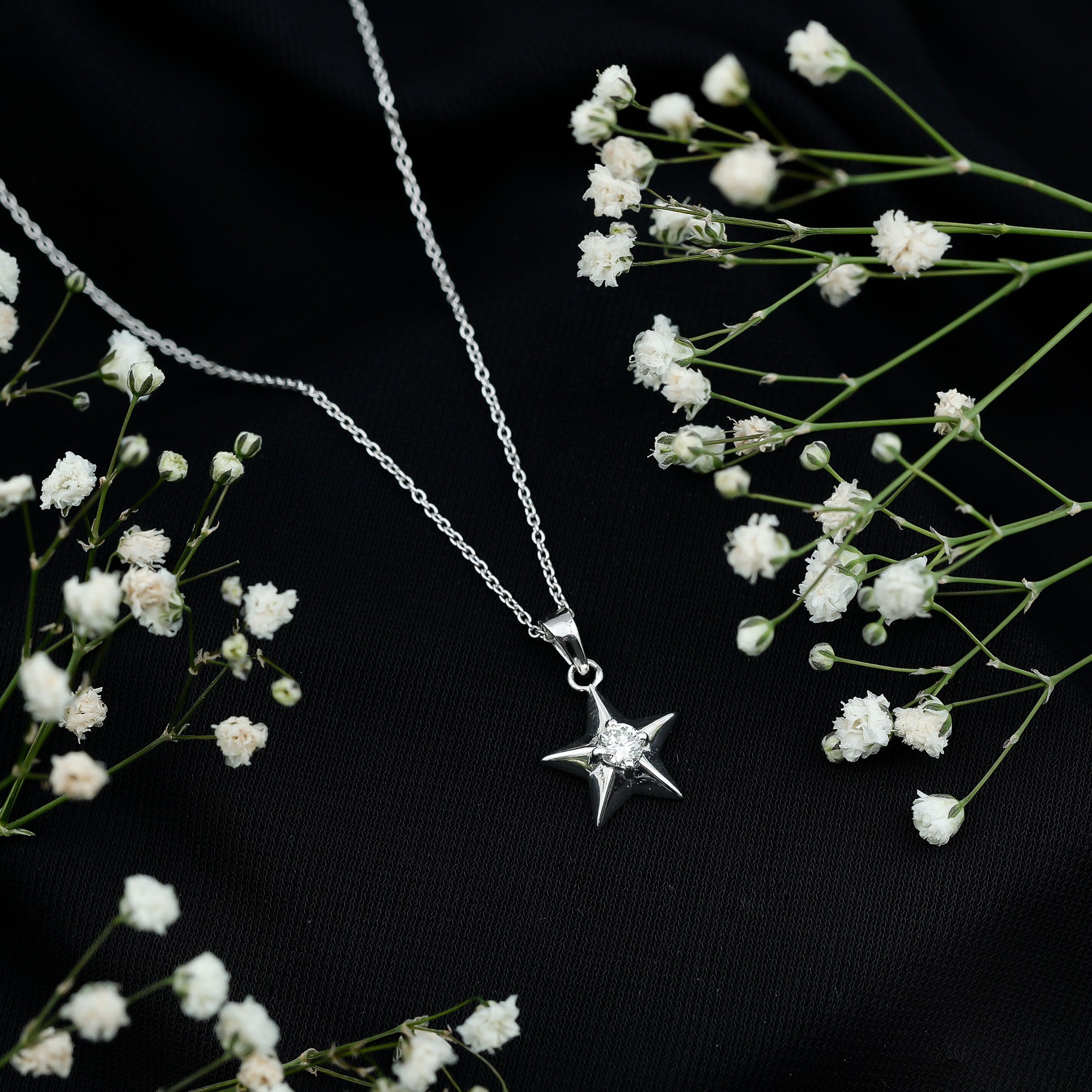 Certified Lab Grown Diamond Star Pendant Necklace For Her Lab - ( EF-VS ) - Rosec Jewels