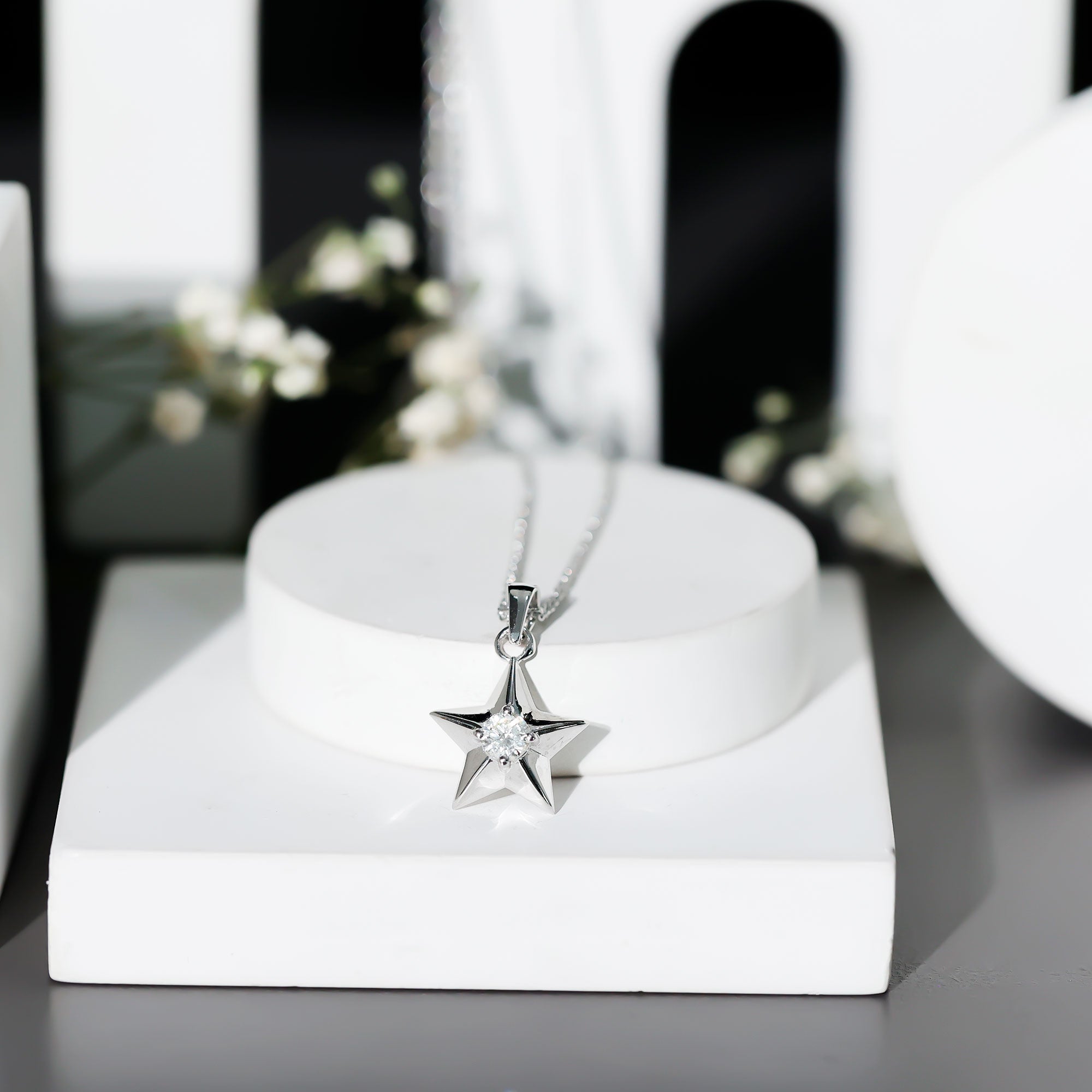 Certified Lab Grown Diamond Star Pendant Necklace For Her Lab - ( EF-VS ) - Rosec Jewels