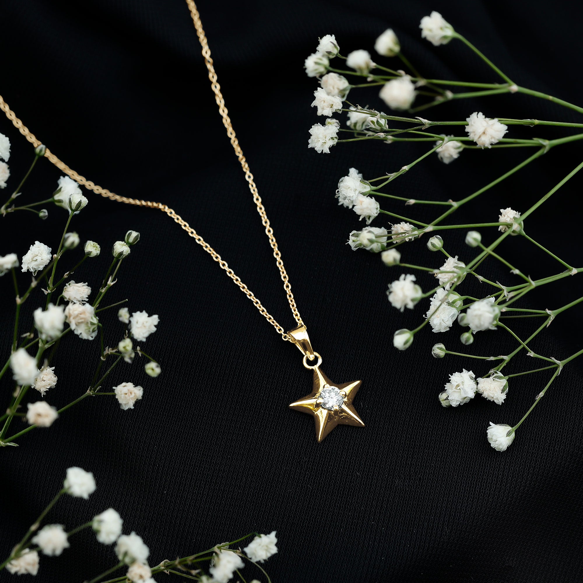 Certified Lab Grown Diamond Star Pendant Necklace For Her Lab - ( EF-VS ) - Rosec Jewels