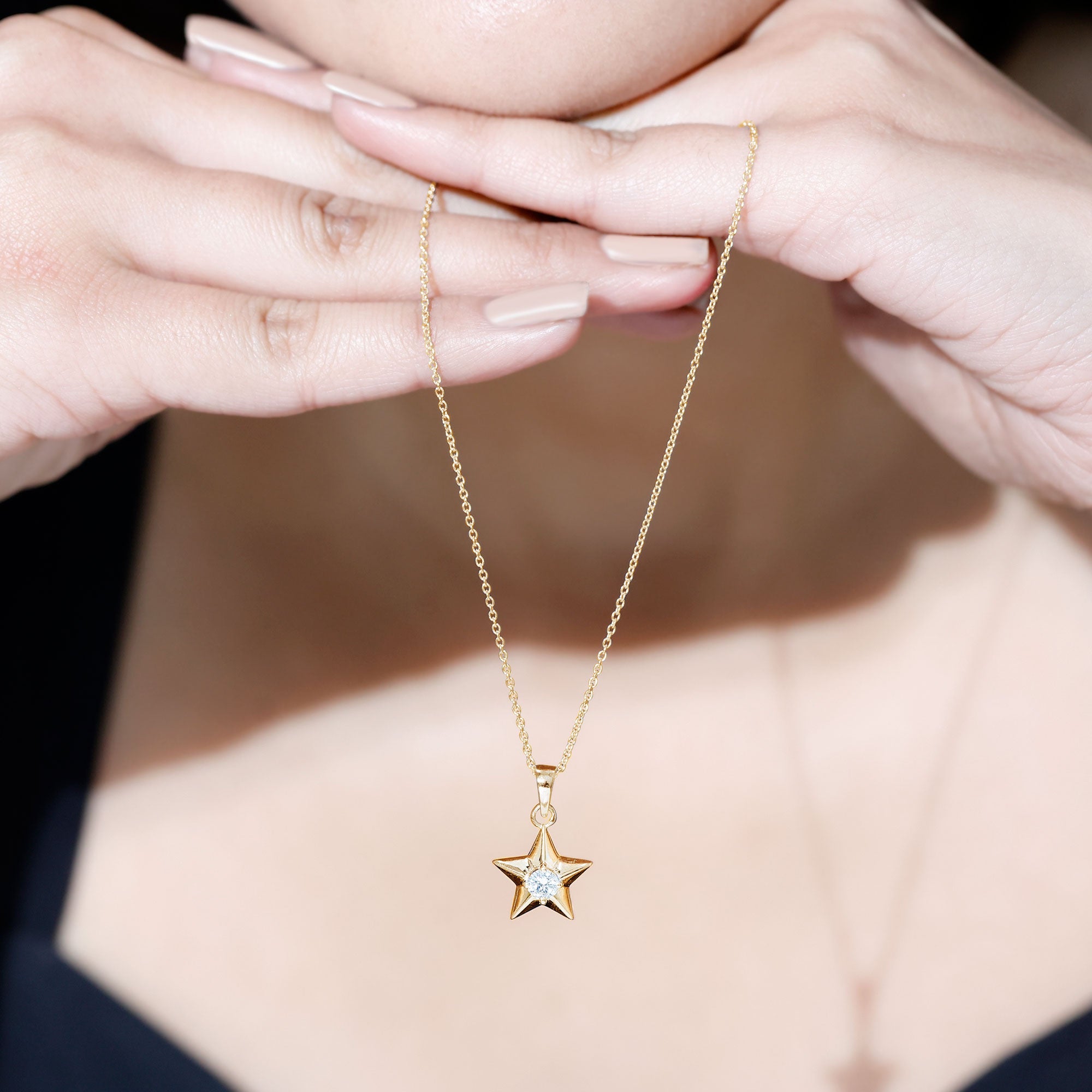 Certified Lab Grown Diamond Star Pendant Necklace For Her Lab - ( EF-VS ) - Rosec Jewels
