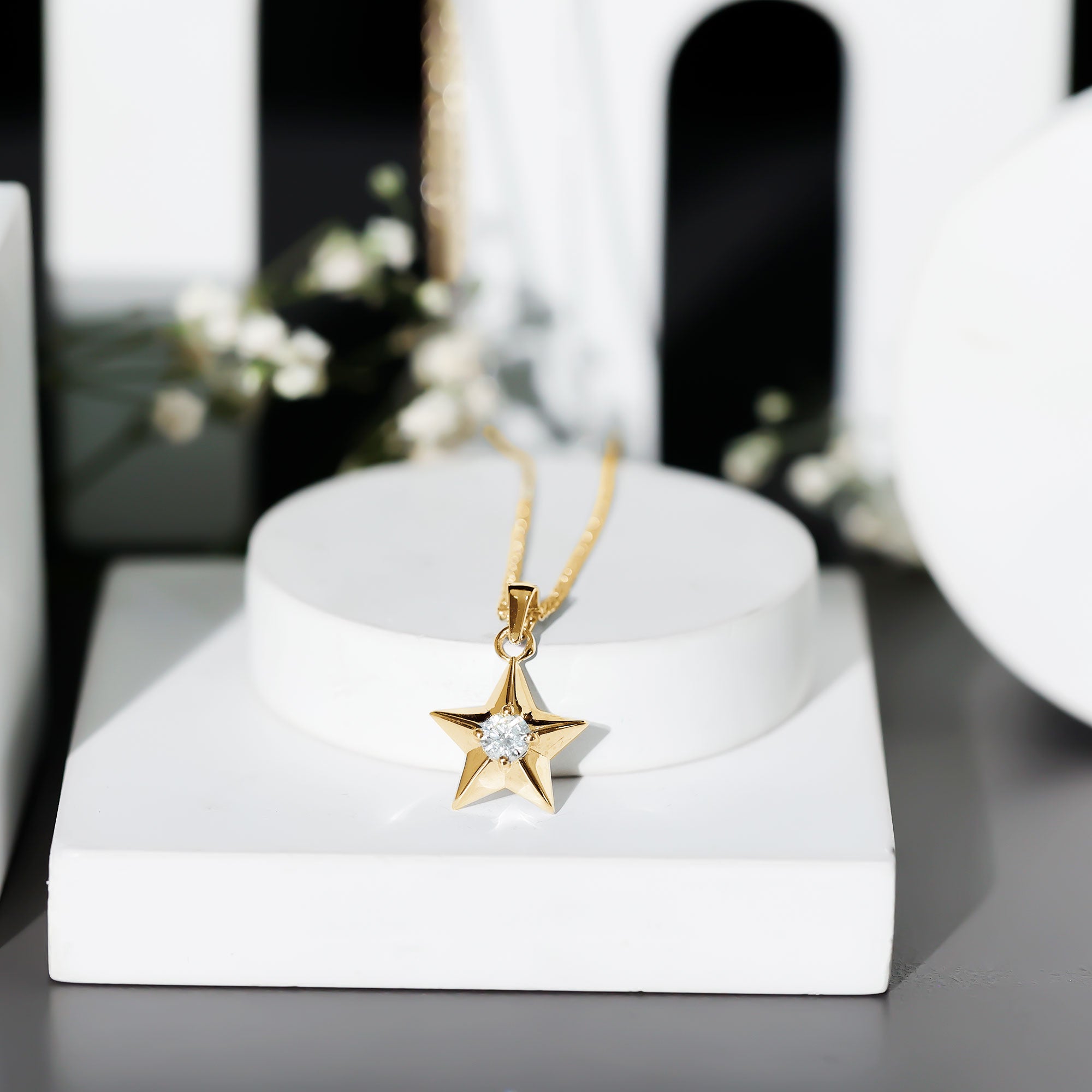 Certified Lab Grown Diamond Star Pendant Necklace For Her Lab - ( EF-VS ) - Rosec Jewels