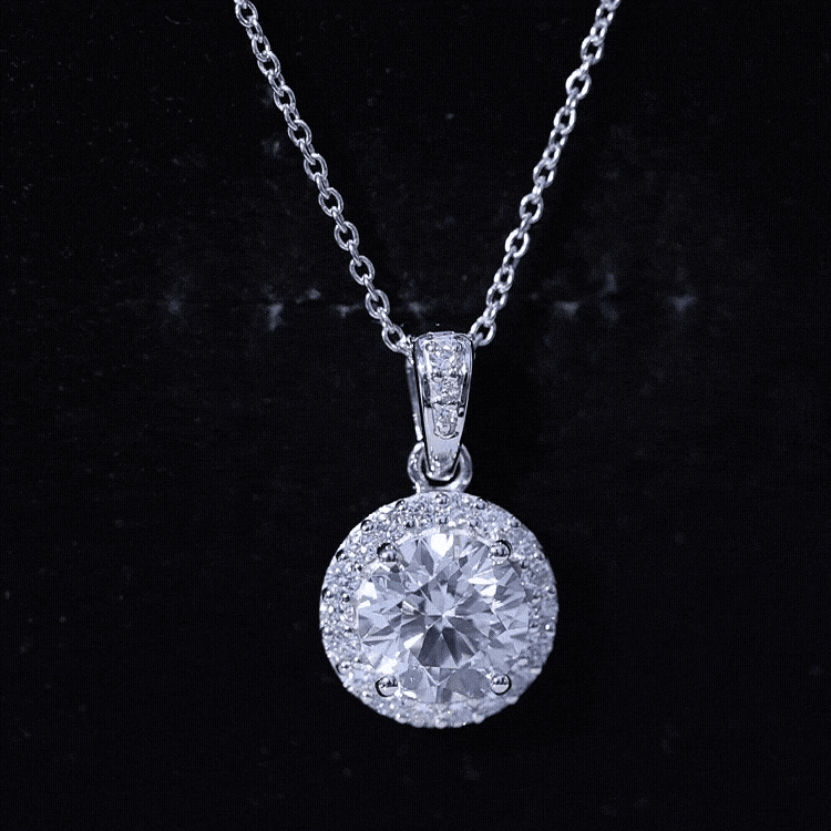 Certified 2 Carat Lab Grown Diamond Halo Pendant Necklace Lab - ( EF-VS ) - Rosec Jewels