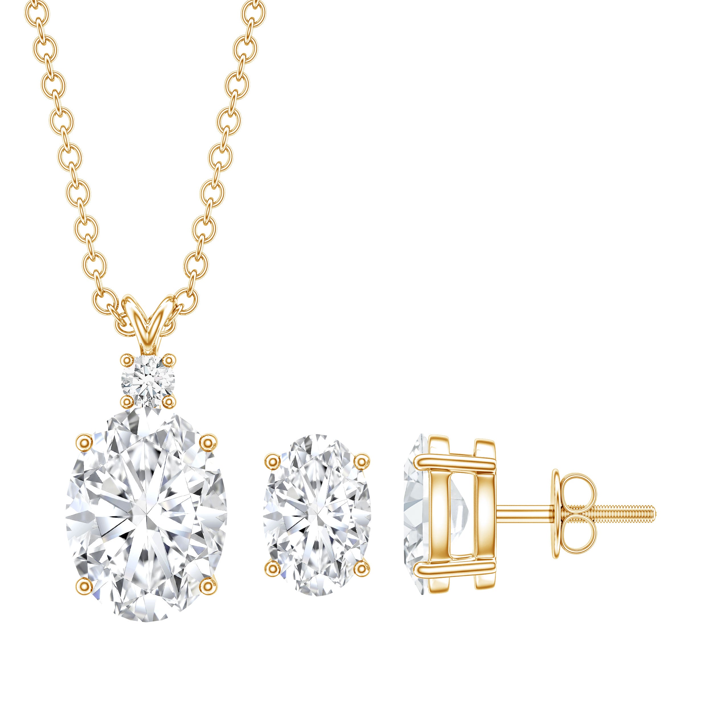 Certified Oval Shaped Lab Grown Diamond Bridal Jewelry Set Lab - ( EF-VS ) - Rosec Jewels