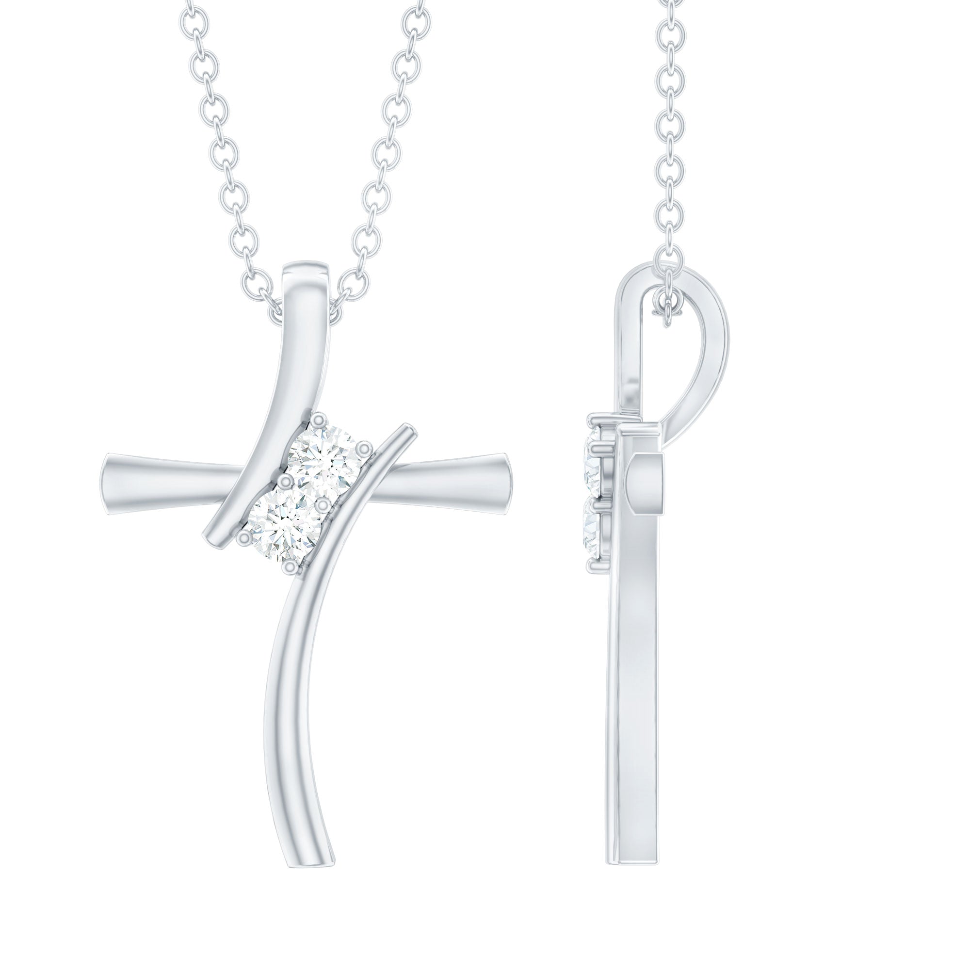 Certified Lab Grown Diamond Cross Necklace