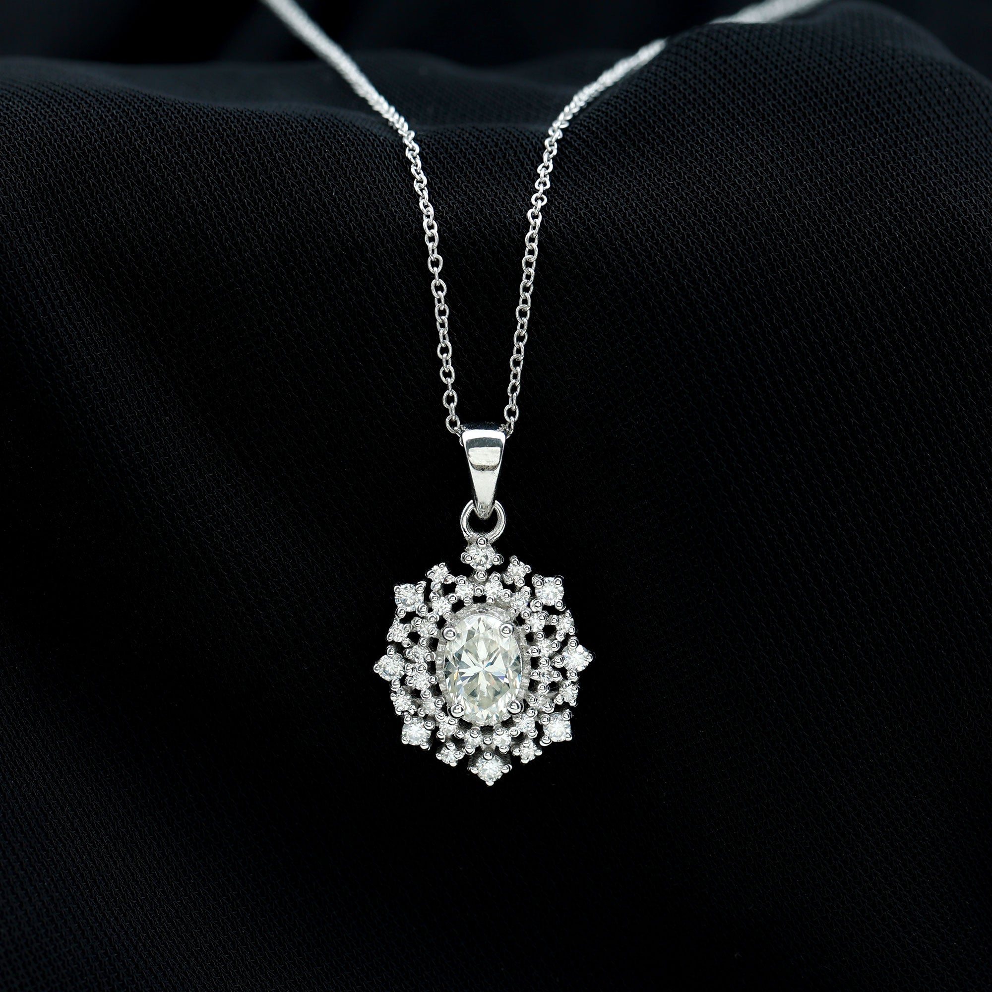 5X7MM Oval Lab Diamond Double Halo Bridal Pendant Lab - ( EF-VS ) - Rosec Jewels