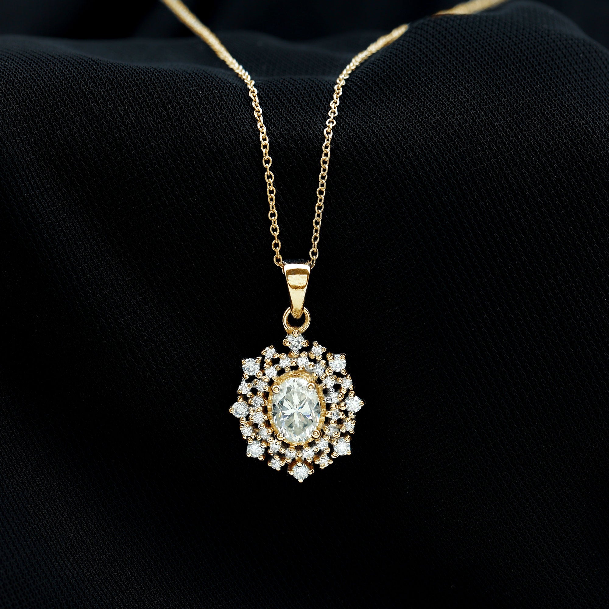 5X7MM Oval Lab Diamond Double Halo Bridal Pendant Lab - ( EF-VS ) - Rosec Jewels