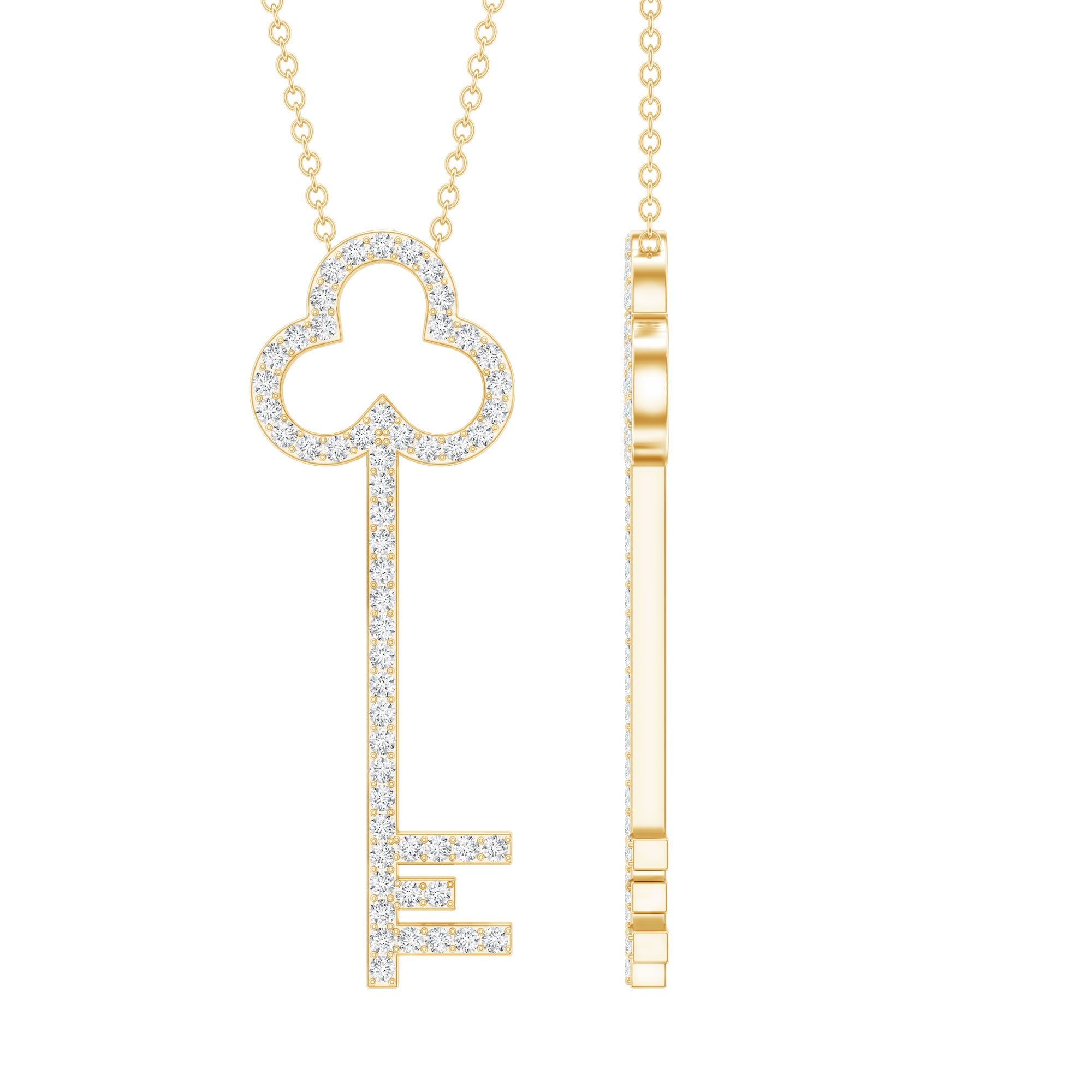 Certified Lab Grown Diamond Key Necklace For Women Lab - ( EF-VS ) - Rosec Jewels