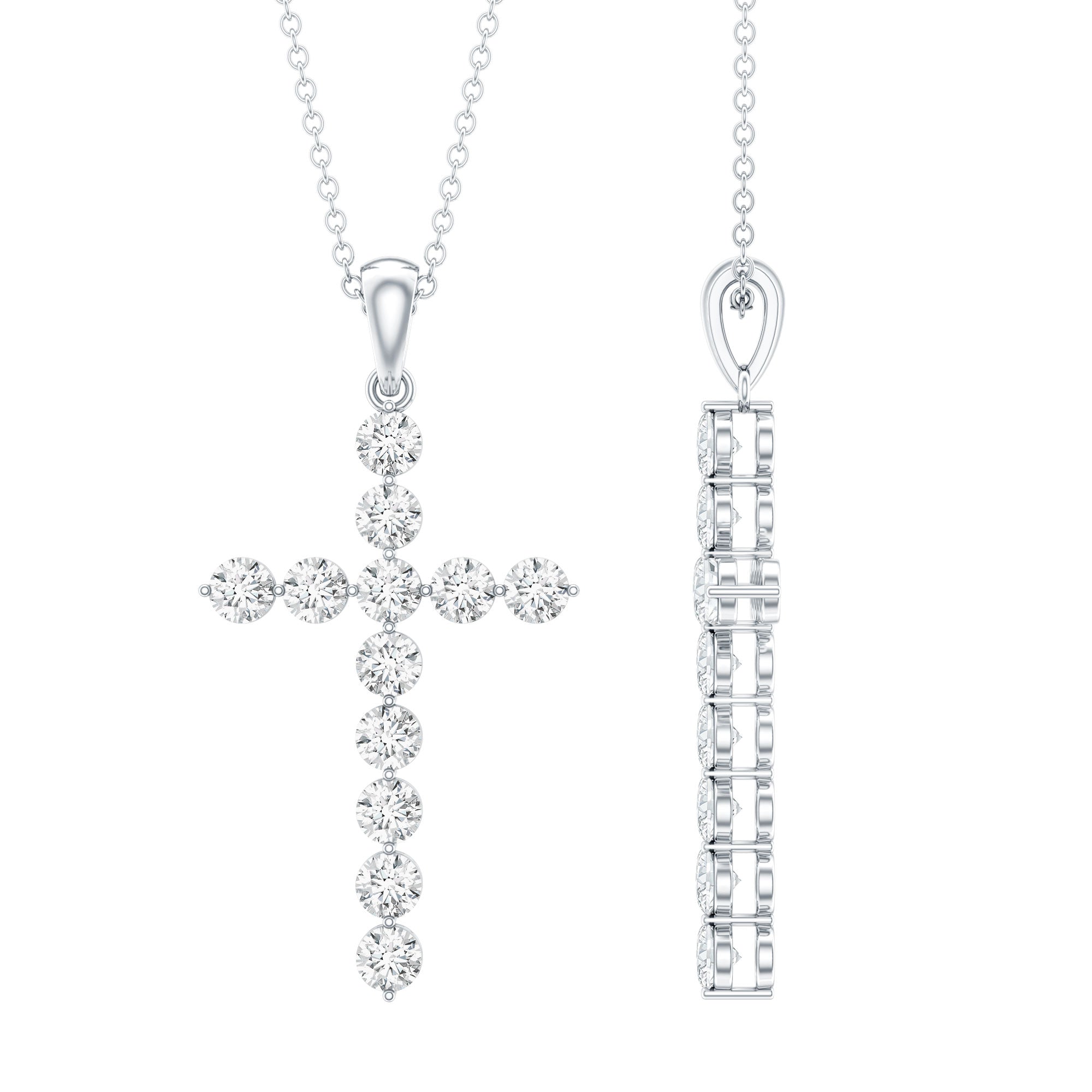 Certified Lab Grown Diamond Christian Cross Pendant Lab - ( EF-VS ) - Rosec Jewels