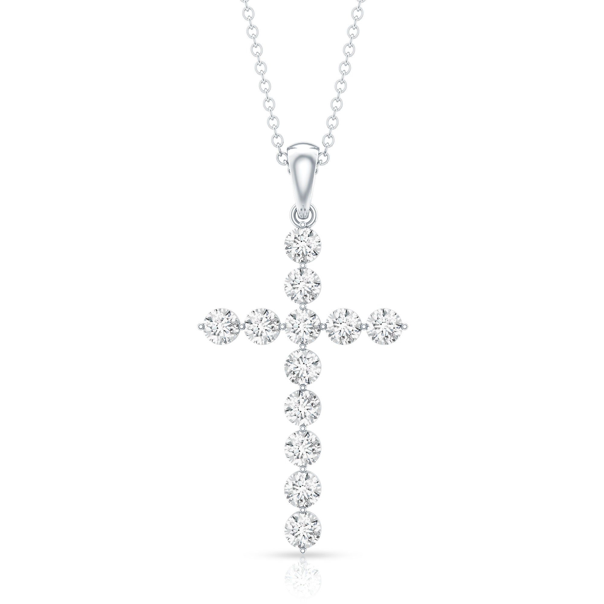 Certified Lab Grown Diamond Christian Cross Pendant Lab - ( EF-VS ) - Rosec Jewels