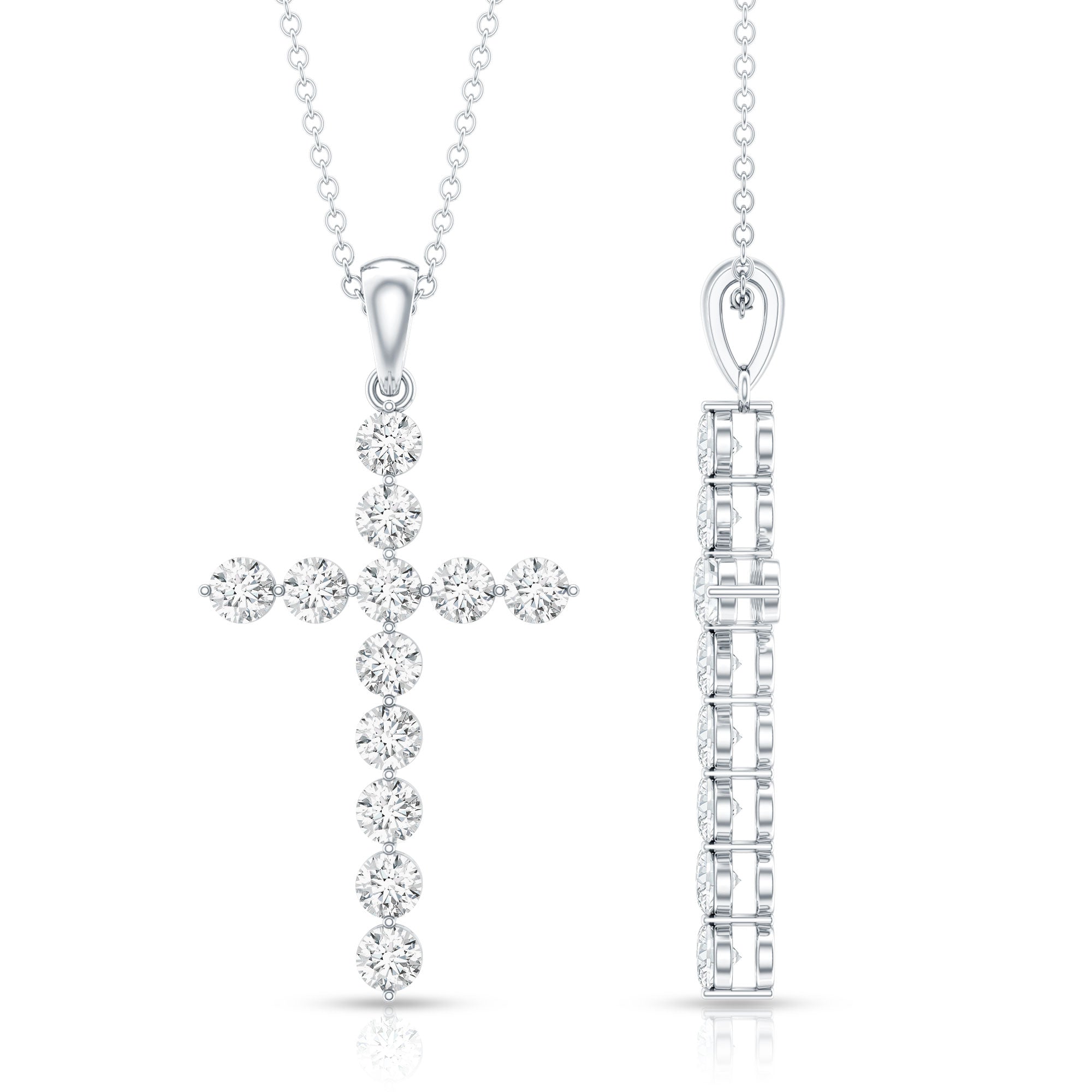 Certified Lab Grown Diamond Christian Cross Pendant Lab - ( EF-VS ) - Rosec Jewels