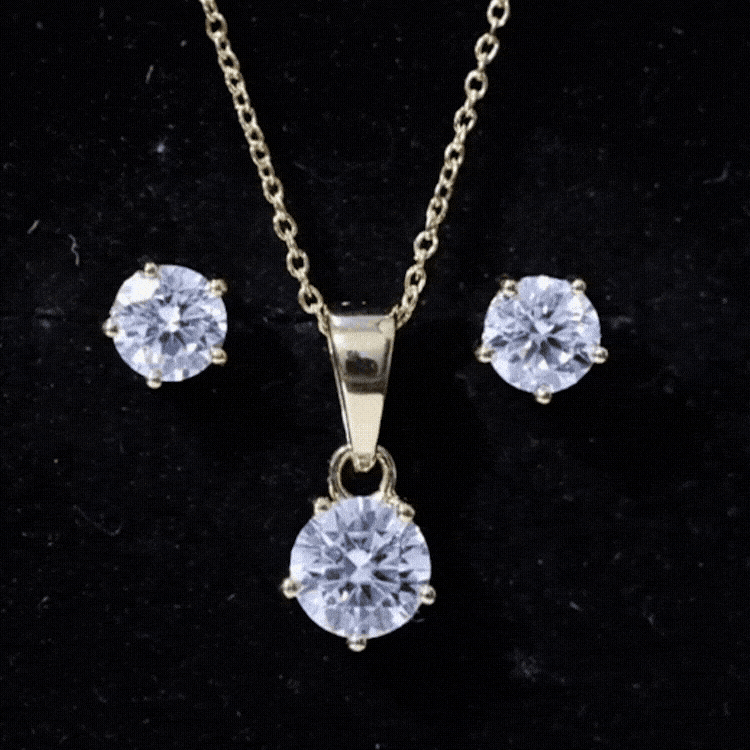 Certified Lab Grown Diamond Solitaire Necklace and Earrings Set Lab - ( EF-VS ) - Rosec Jewels