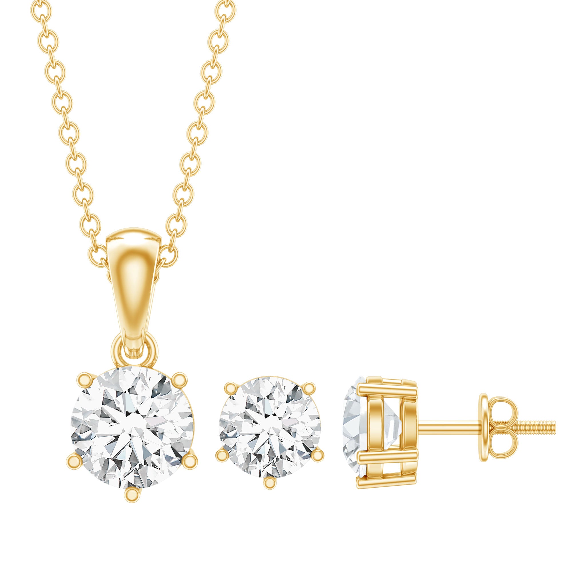 Certified Lab Grown Diamond Solitaire Necklace and Earrings Set Lab - ( EF-VS ) - Rosec Jewels