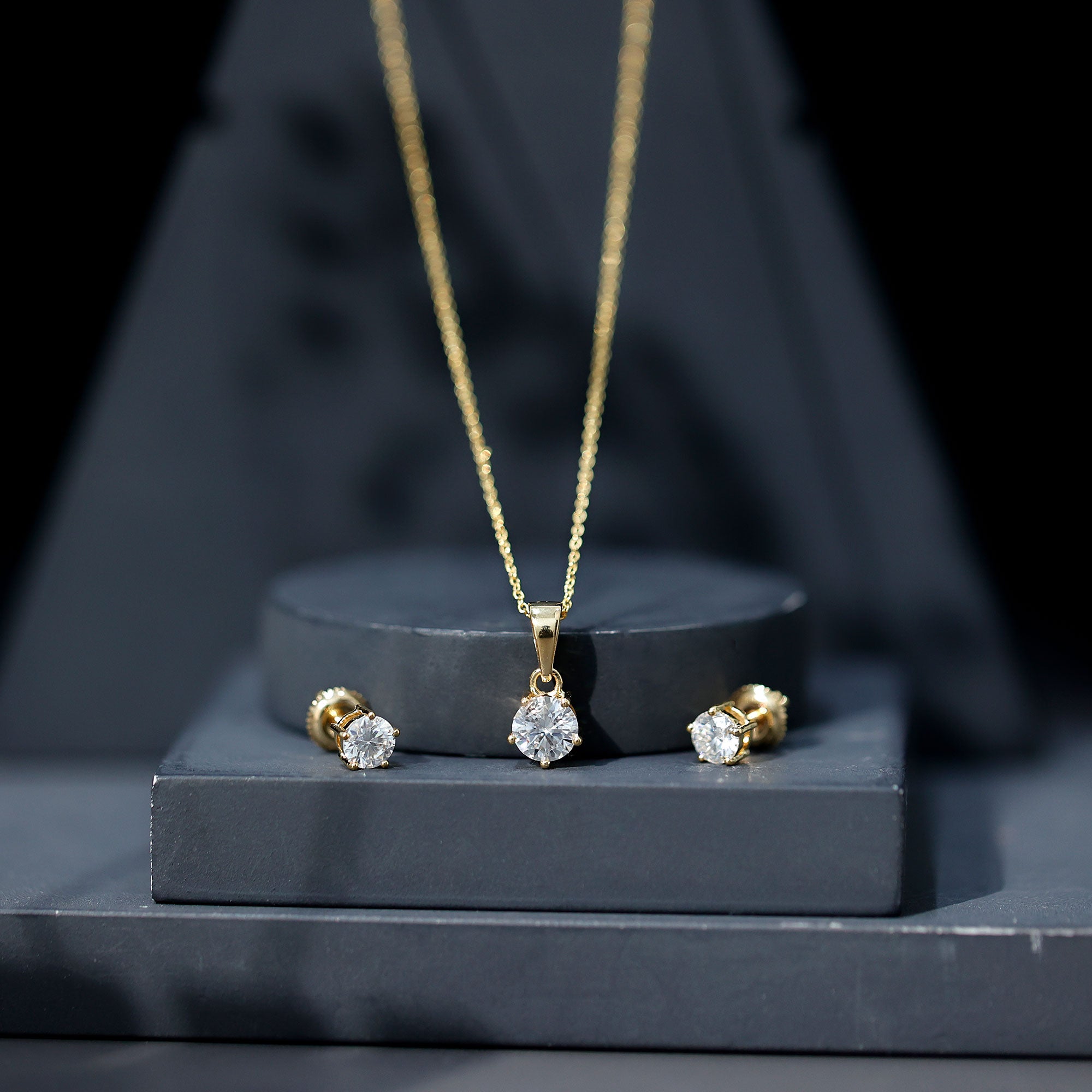 Certified Lab Grown Diamond Solitaire Necklace and Earrings Set Lab - ( EF-VS ) - Rosec Jewels